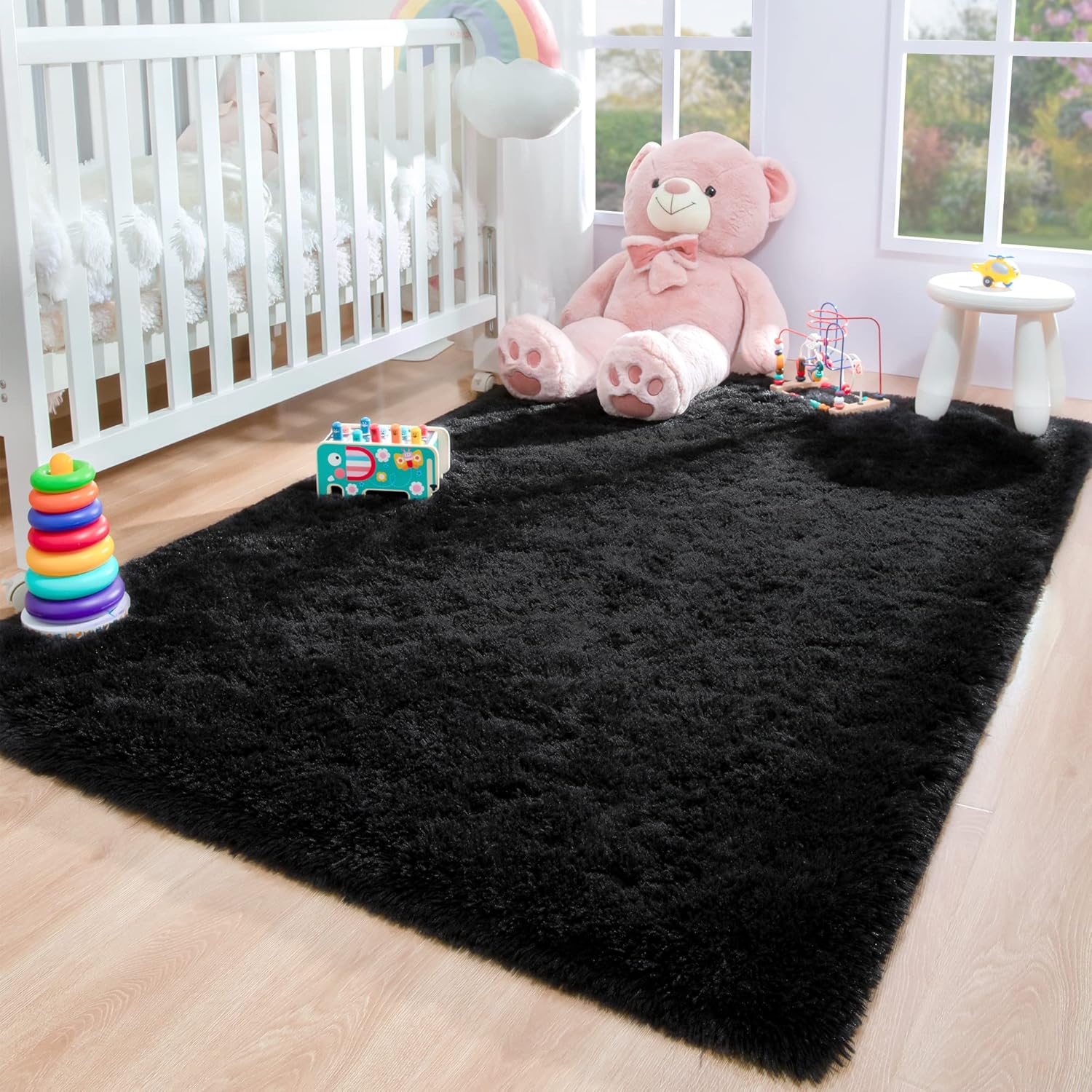 Foxmas Alfombras grandes para sala de estar y dormitorio, de 6 x 9 pies, mullidas y peludas para habitación de niños, alfombra peluda de felpa para