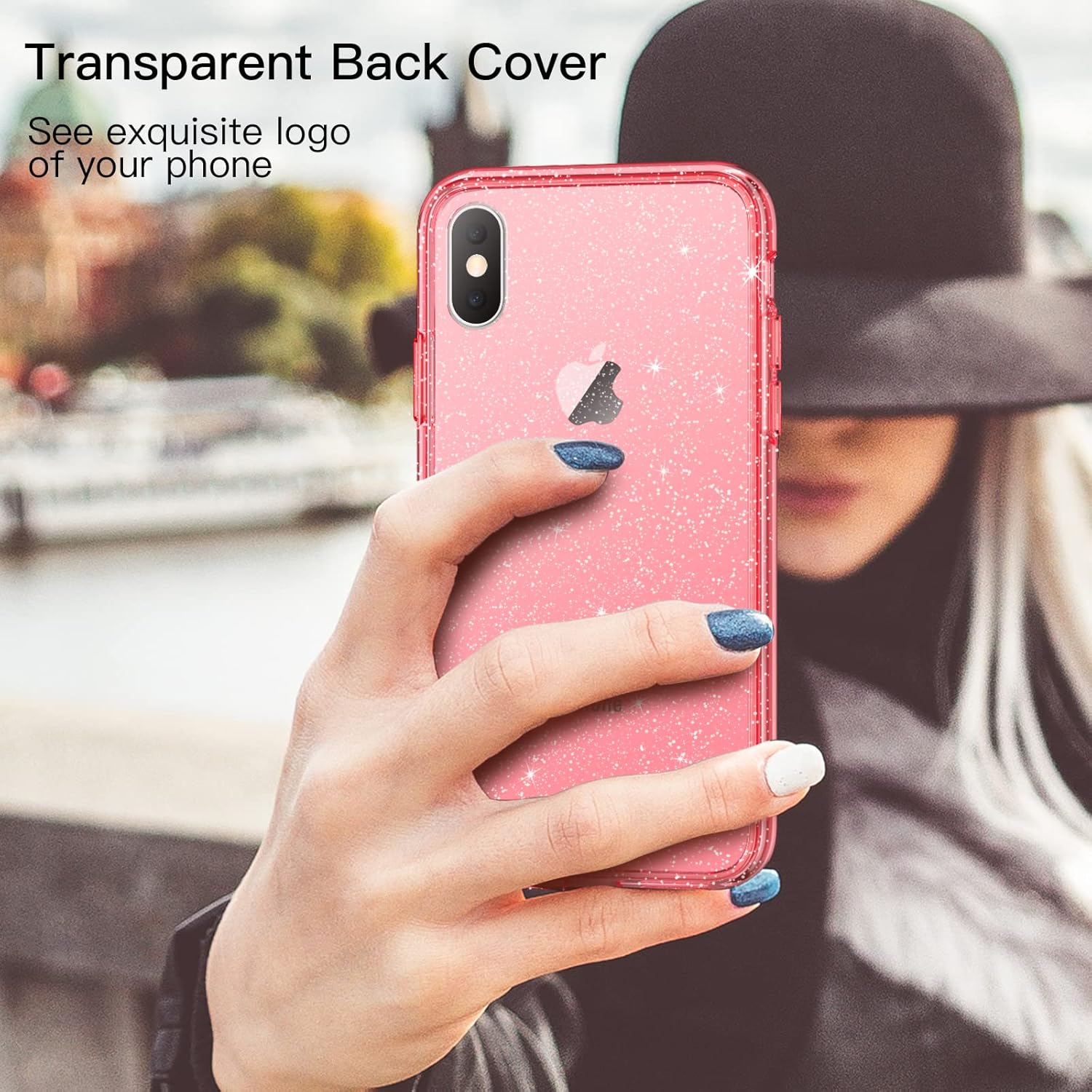 JETech Funda con purpurina para iPhone Xs y iPhone X, 5.8 pulgadas, a prueba de golpes, bonita funda brillante para mujeres y niñas (rojo)