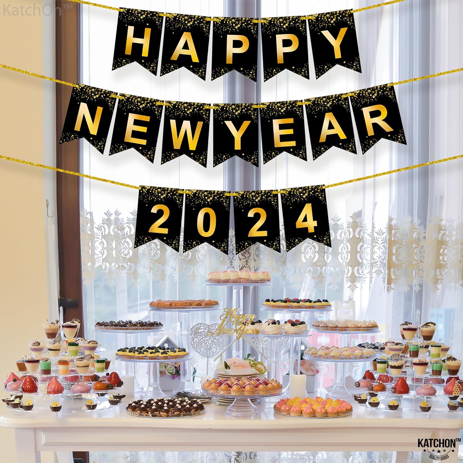 KatchOn, Cartel de feliz año nuevo 2024  Grande de 10 pies  Cartel de feliz año nuevo 2024  Cartel de feliz año nuevo, decoraciones de Año Nuevo