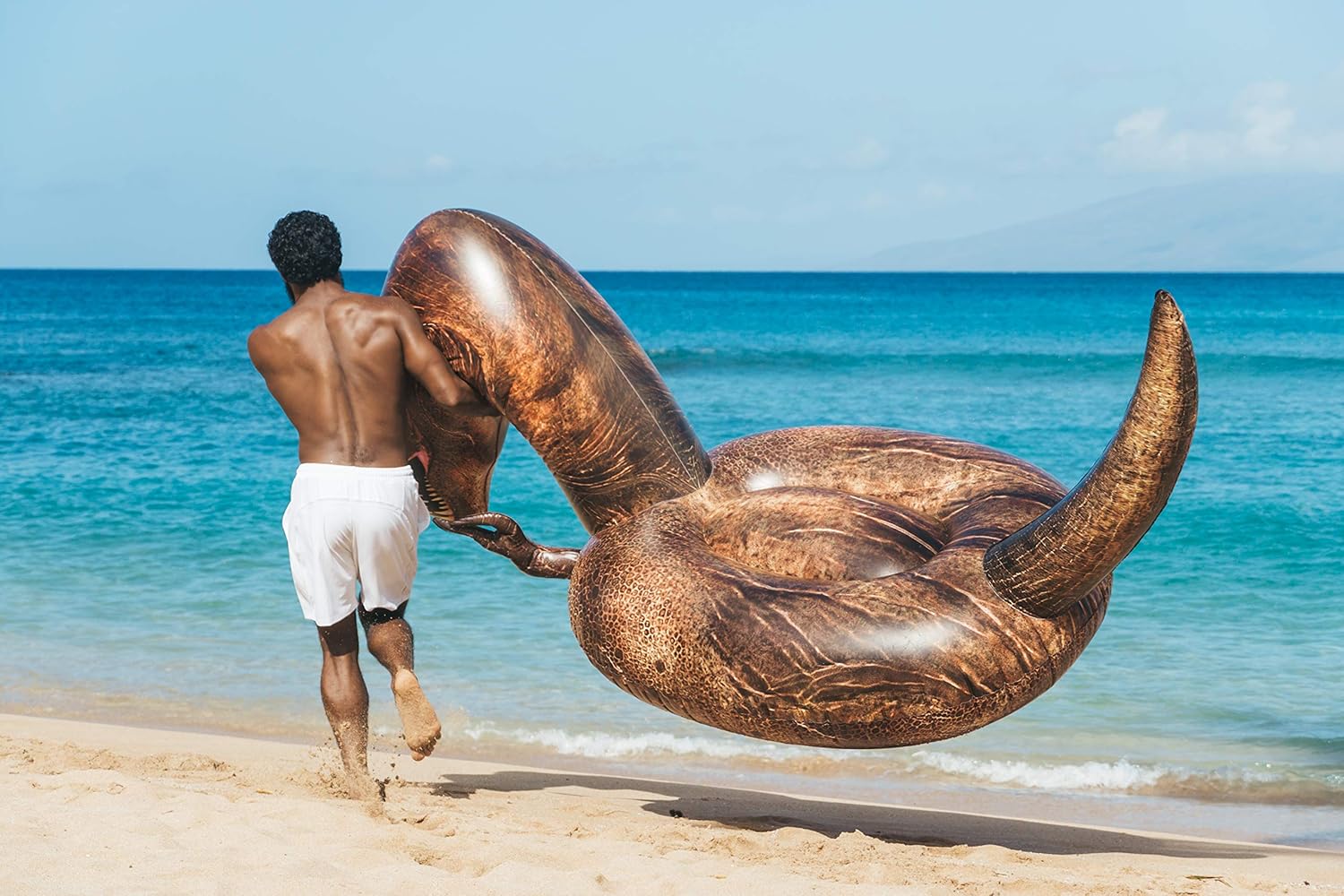 PoolCandy Balsa inflable gigante de dinosaurio T-Rex – Este dinosaurio prehistórico King transportará fácilmente a 3 adultos todo el día y la noche,