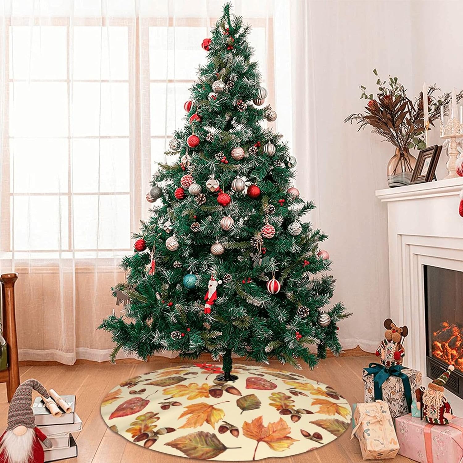 Tapete de 36 pulgadas para falda de árbol de Navidad de cosecha de otoño, suministros divertidos de decoración de fiesta para Navidad, Halloween,