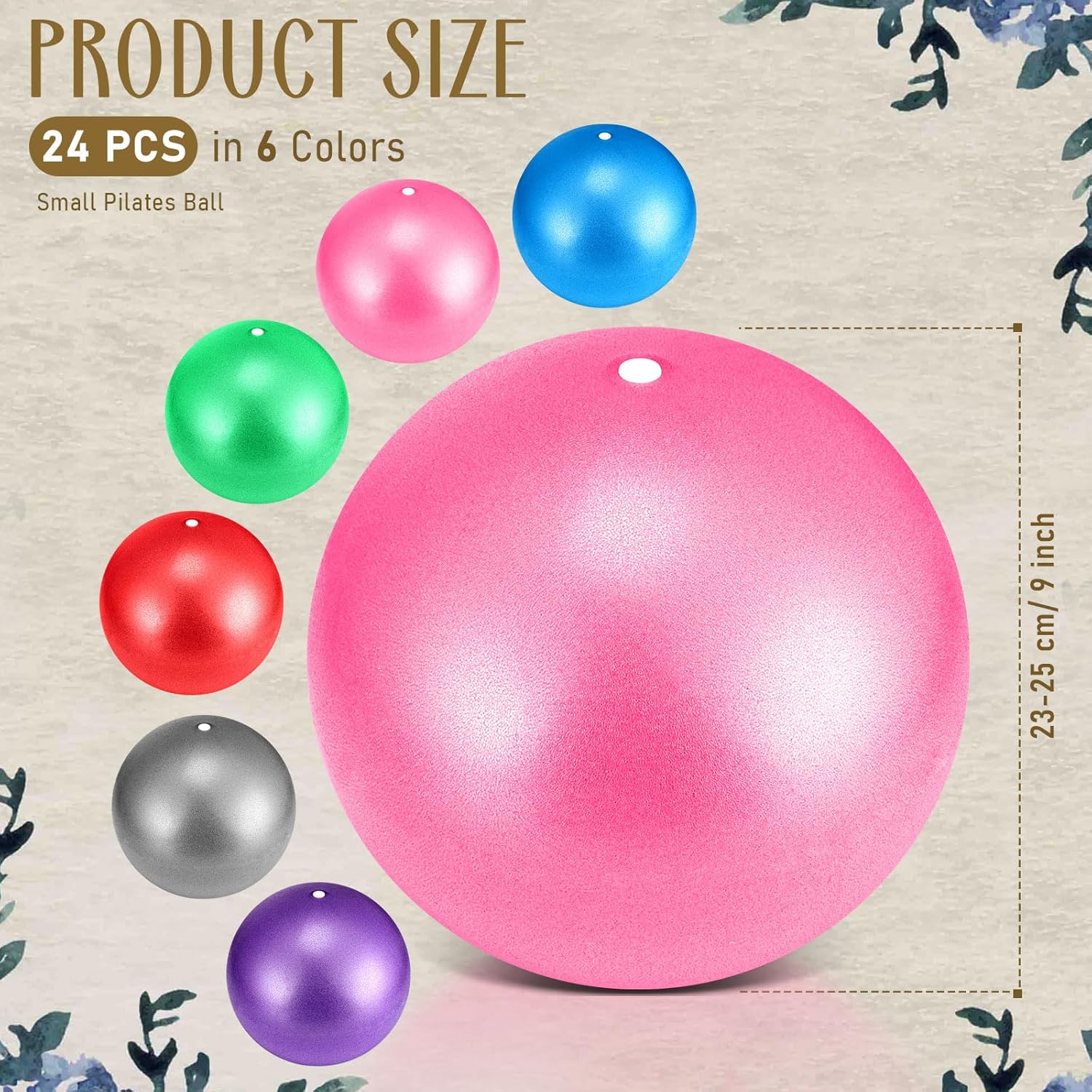Hungdao 24 bolas pequeñas de pilates de 9 pulgadas para yoga, aula, bola de barre para clases de aeróbic, pelota de yoga para entrenamiento de
