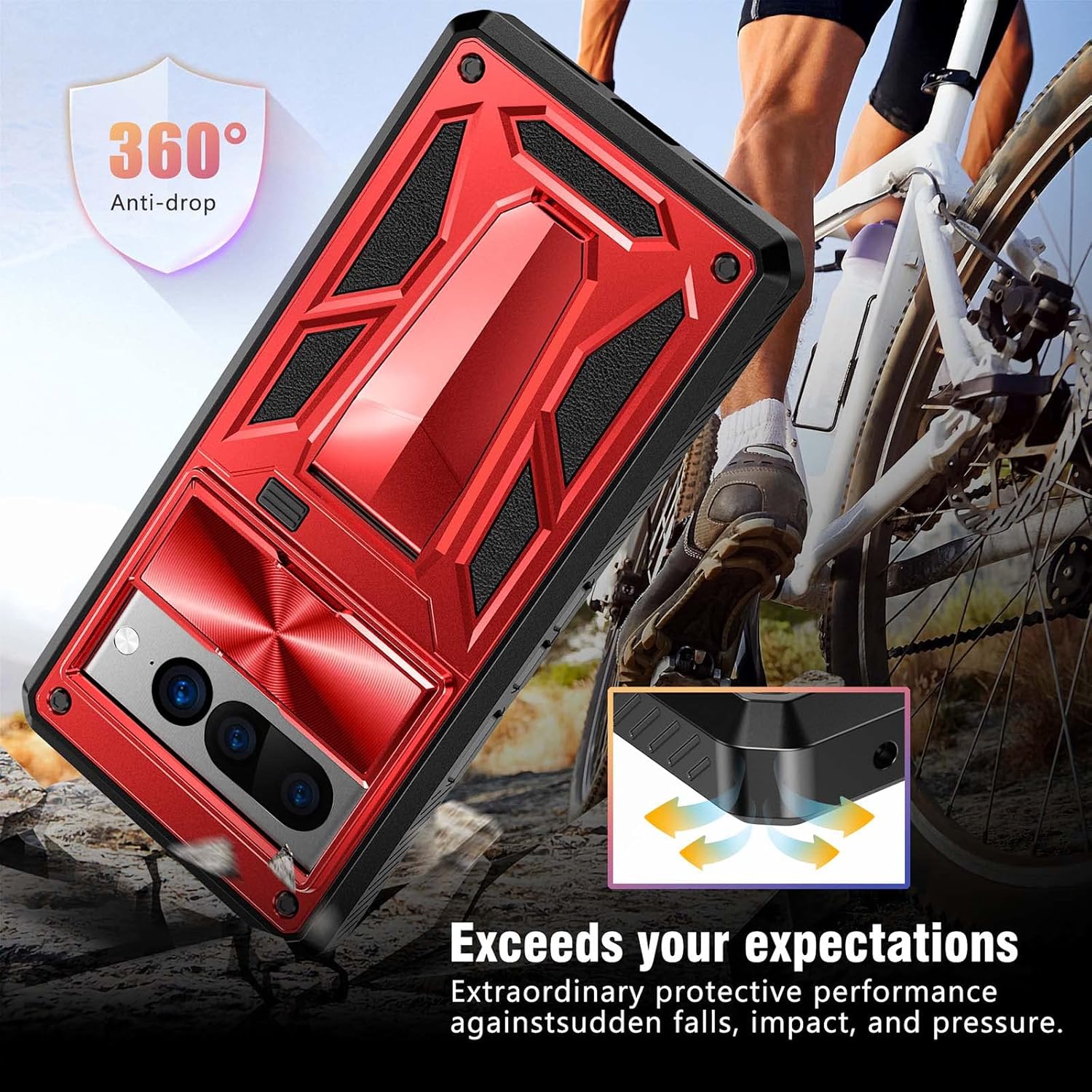 Funda de la serie Military Armor diseñada para Google Pixel 7 Pro (2022), color rojo (patente pendiente)