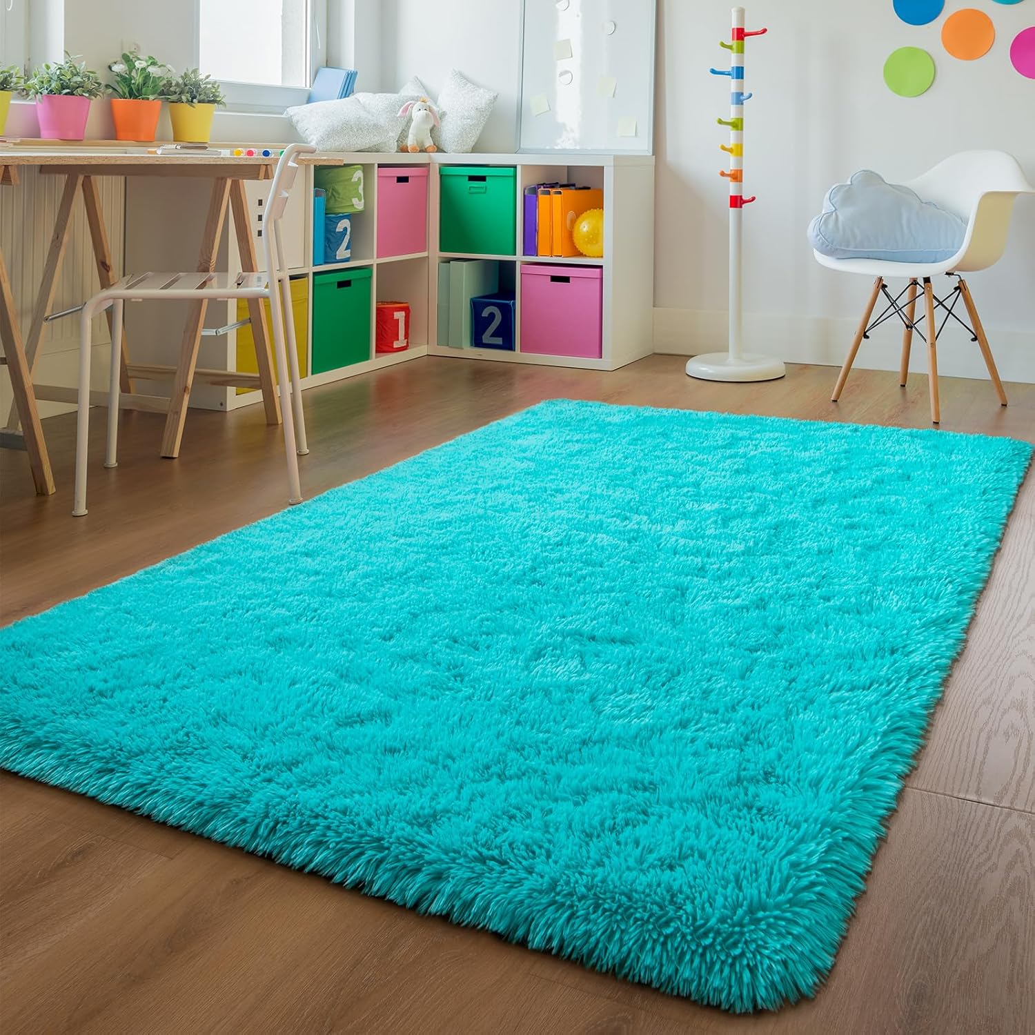 Andecor – Alfombra suave y mullida de 4 x 5.9 pies para la decoración del hogar, para el suelo, dormitorio, sala de estar, residencia universitaria,