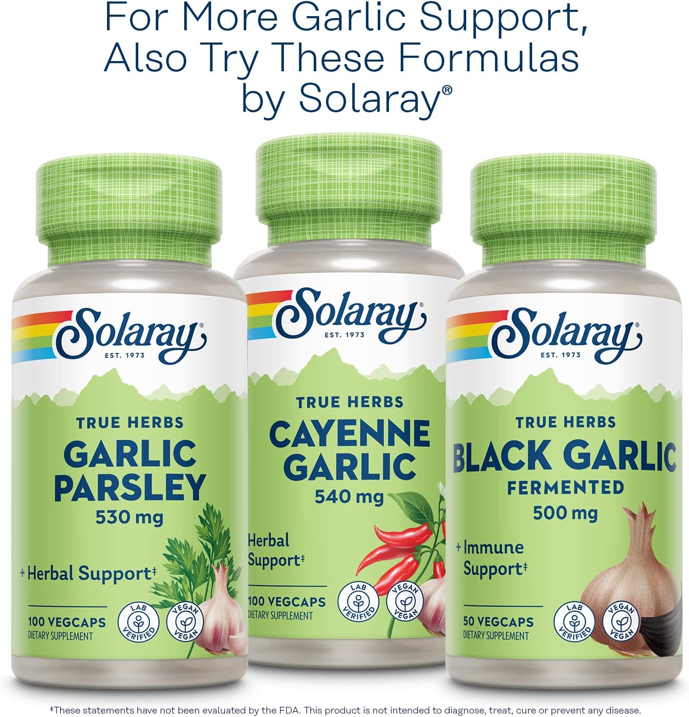 SOLARAY Suplemento de ajo de 500 mg, vegano, extracto de ajo inodoro, utilizado tradicionalmente para la salud del corazón y el apoyo inmunológico,