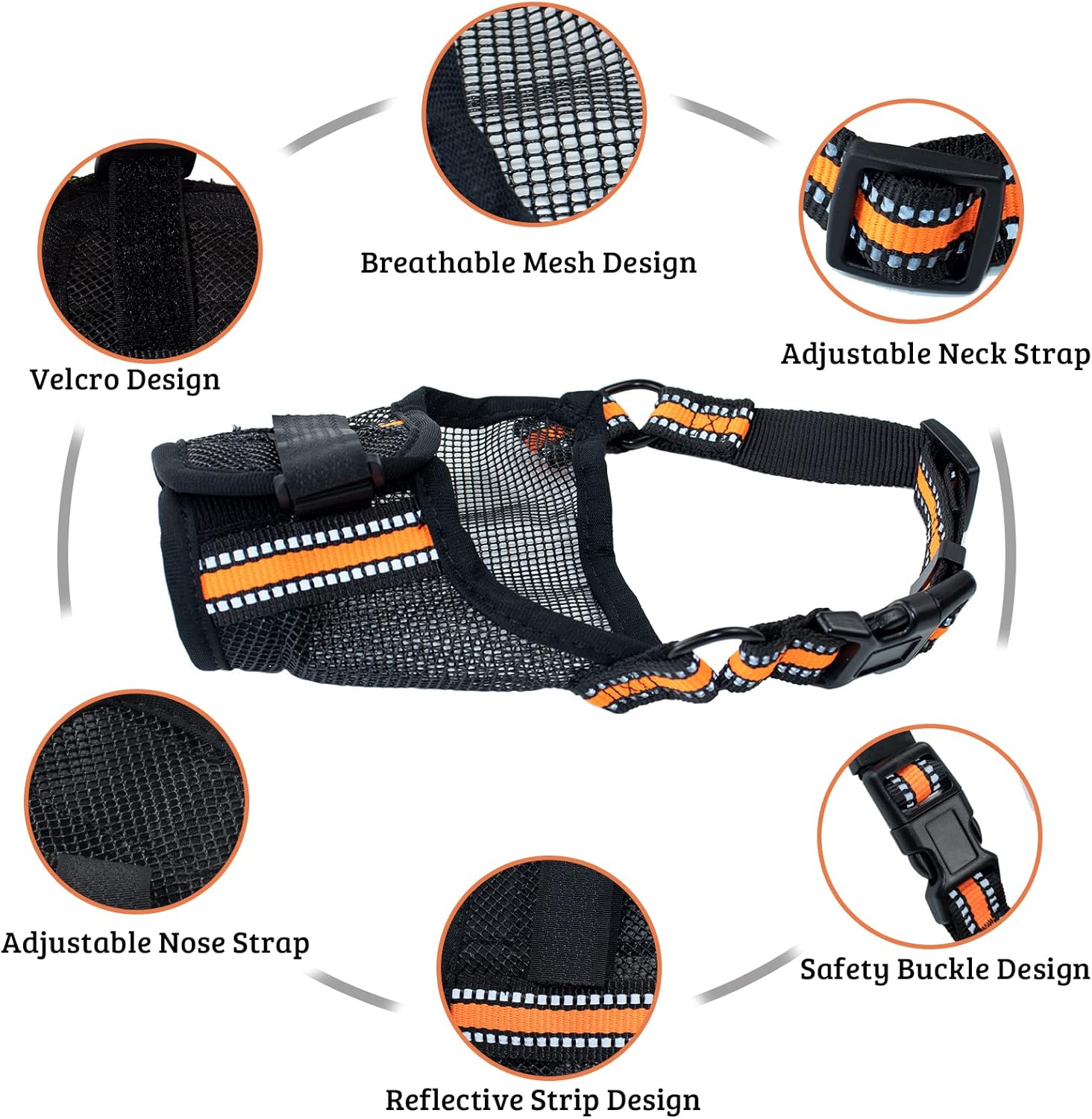 Bozal para perro, bozal de nailon suave antimordeduras y ladridos, bozal para perro transpirable de malla de aire con velcro ajustable y correa