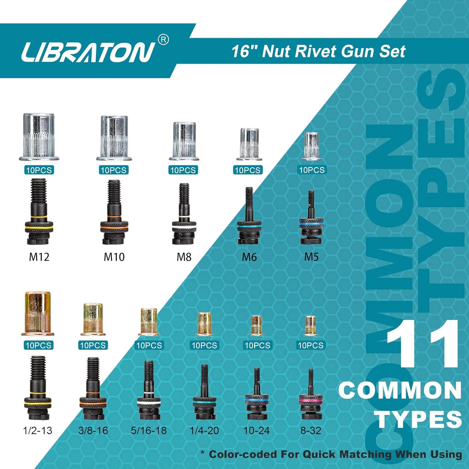 LIBRATON Mandril de pistola de tuerca remachable y pieza de nariz para pistola de remache de tuerca (M8)