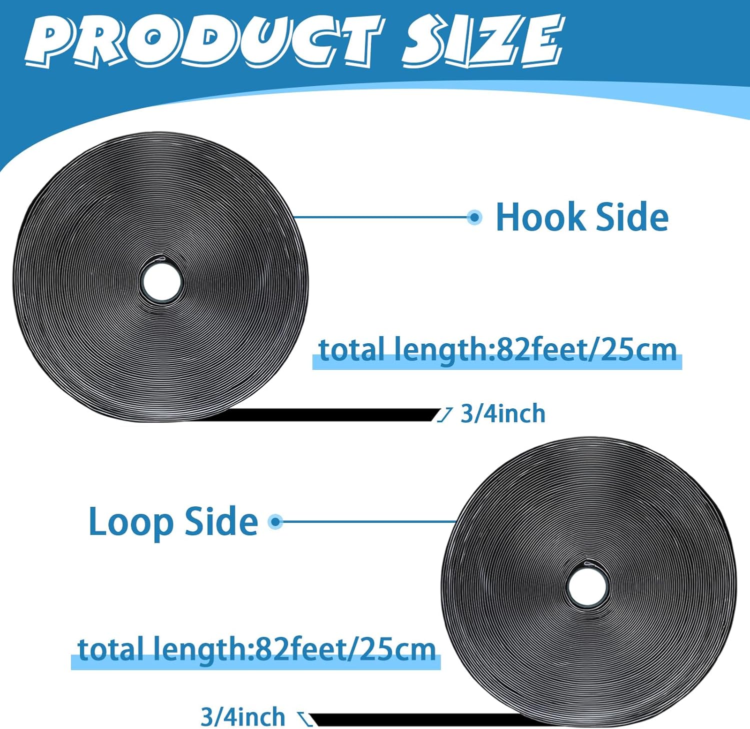 Qilery 4 Rolls 34 Inch x 82 Feet Self Adhesive Hook and Loop Tape Double Sided Fastening Roll Sticky Hanging Strips Heavy Duty Strips Fastener for