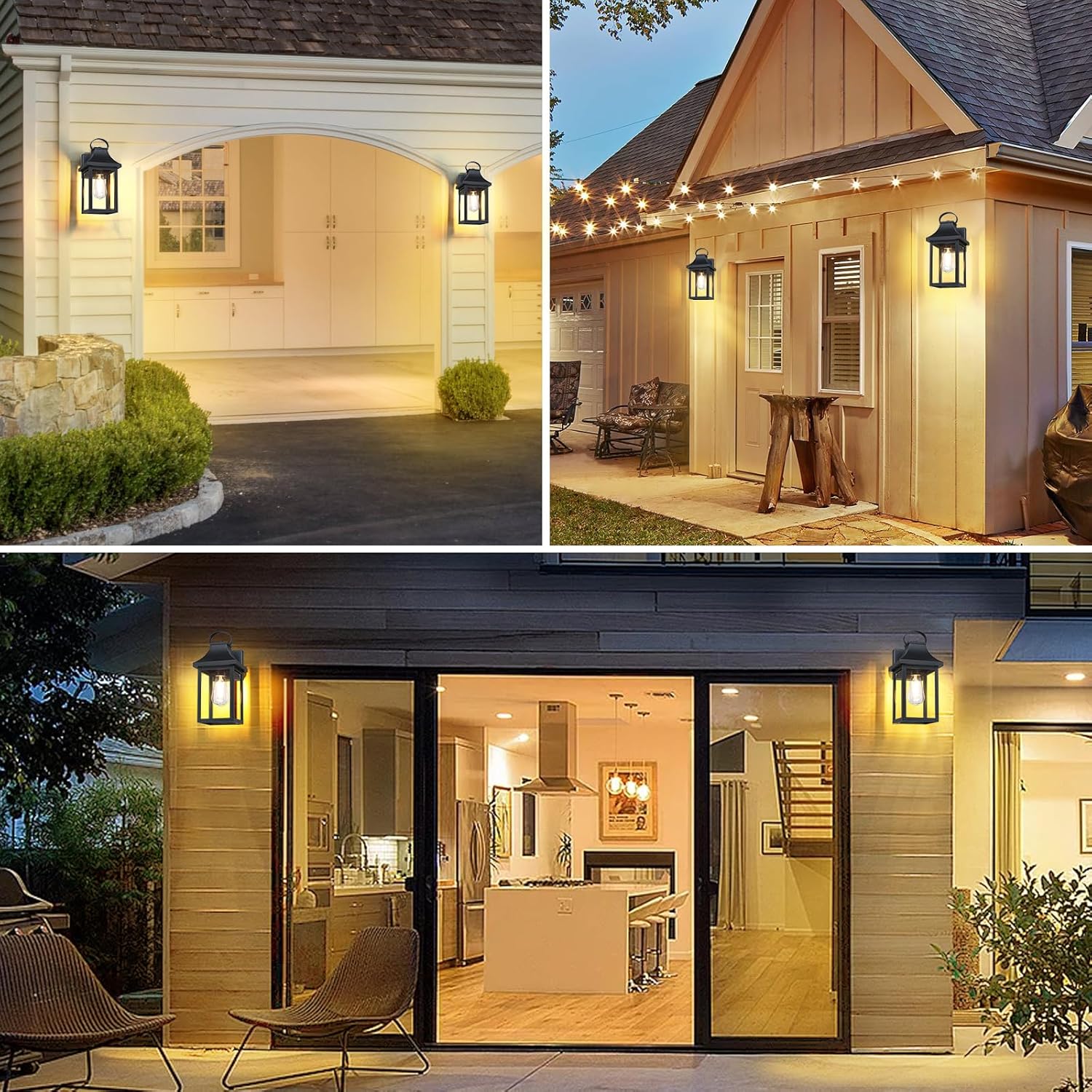 Lámparas de pared para exteriores del atardecer al amanecer, de 13.75 pulgadas, aplique de pared exterior con enchufe de base E26, farol de pared