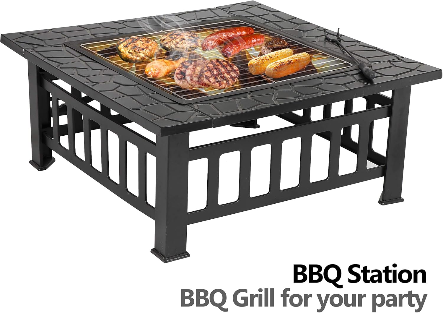 Zeny brasero de jardín para exterior, patio, brasero, hogar de madera y metal, para asador, cocina cubierta de jardín, #01