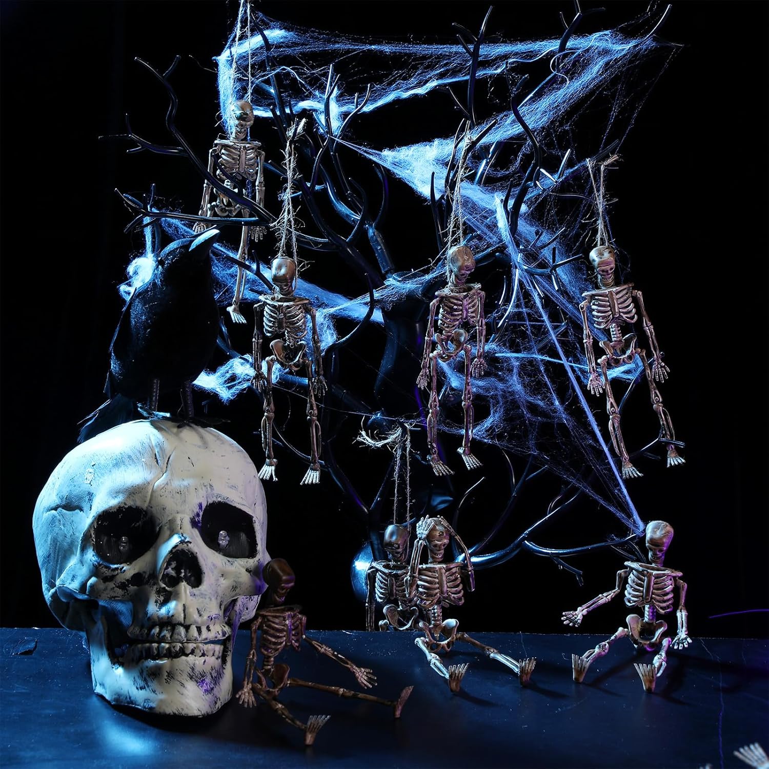 24 piezas de decoración de esqueleto de Halloween de 5.75 pulgadas, decoración de esqueleto de cuerpo completo de plástico, mini esqueleto pequeño,