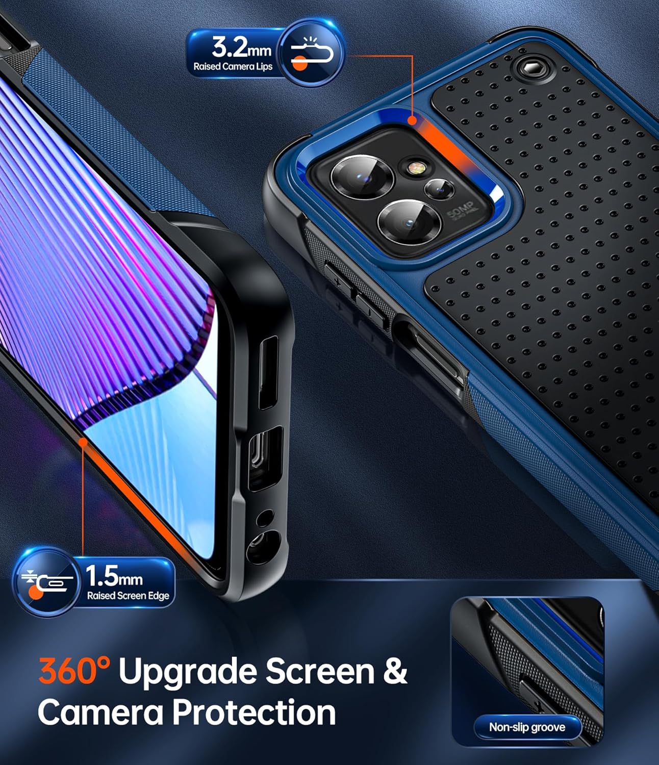 LeYi Funda para Moto G-Power-2023 (XT2311) Funda Motorola G Power con 2 protectores de pantalla, parte trasera de policarbonato duro de doble capa