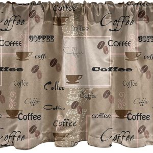 Ambesonne Cenefa de ventana de café, palabras de café, diferentes tipografÃas, tazas de frijoles sobre fondo abstracto vintage, cenefas de cortina Ambesonne Cenefa de ventana de café, palabras de café, diferentes tipografÃas, tazas de frijoles sobre fondo abstracto vintage, cenefas de cortina