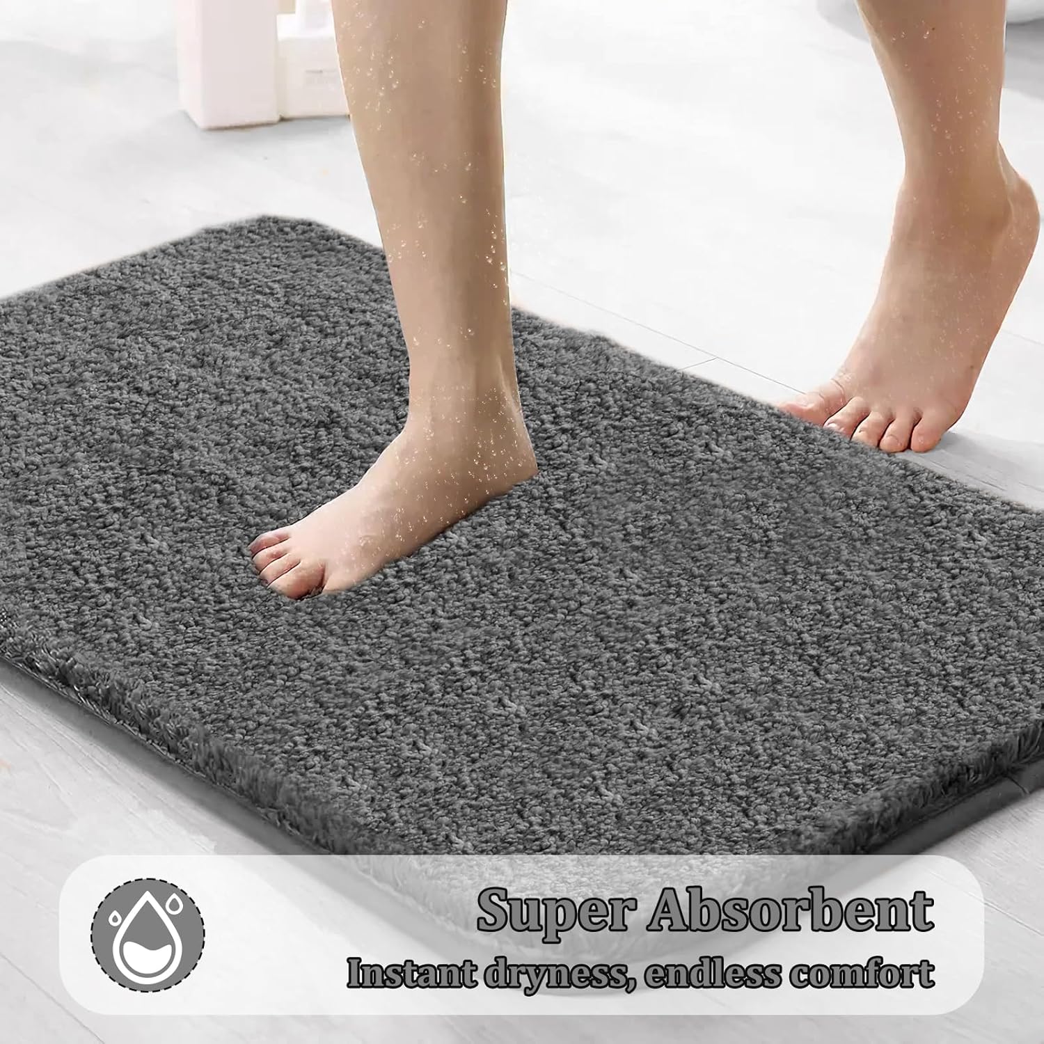 Juego de alfombras de baño de 3 piezas, alfombras de baño suaves y absorbentes, alfombra de baño de contorno en forma de U con respaldo de goma