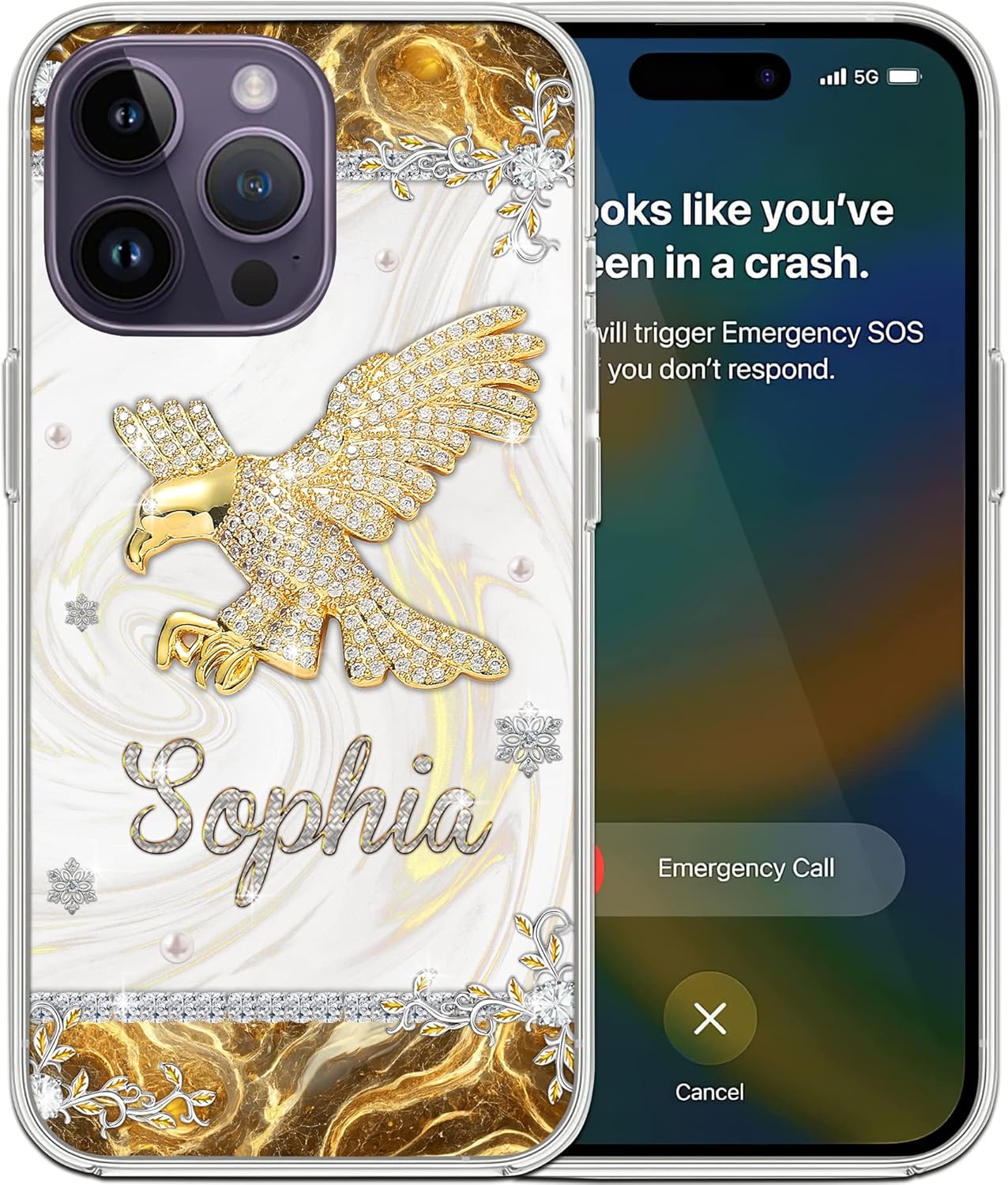 Funda protectora personalizada con nombre de Eagle Jewelry Style compatible con iPhone 15 14 13 12 11 X Xs Xr 8 7 6s Mini Pro Max