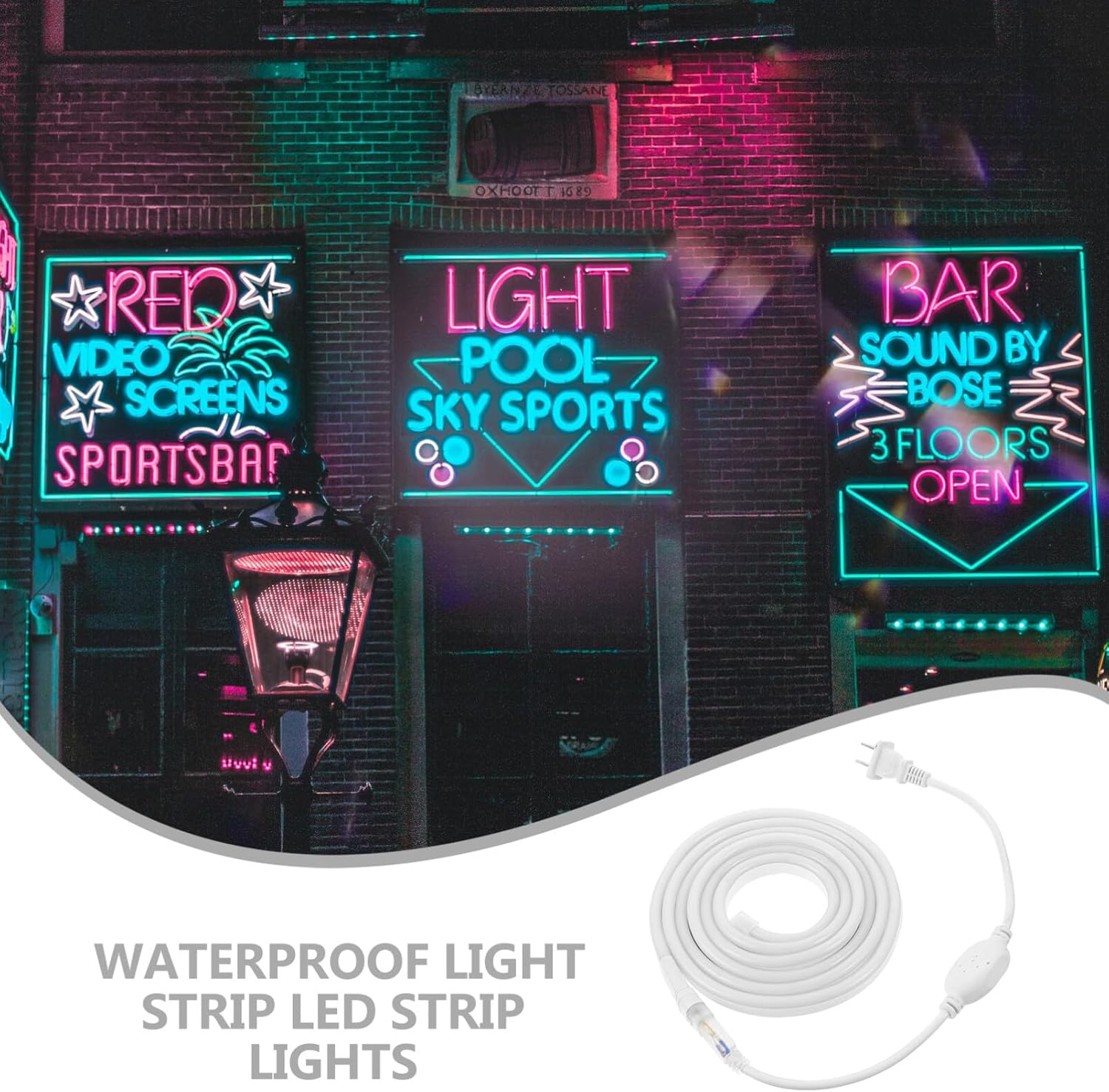 Homoyoyo Tira de luces LED V para el hogar, tira de luces para exteriores, tira de luz flexible para interiores, tira de luz impermeable para
