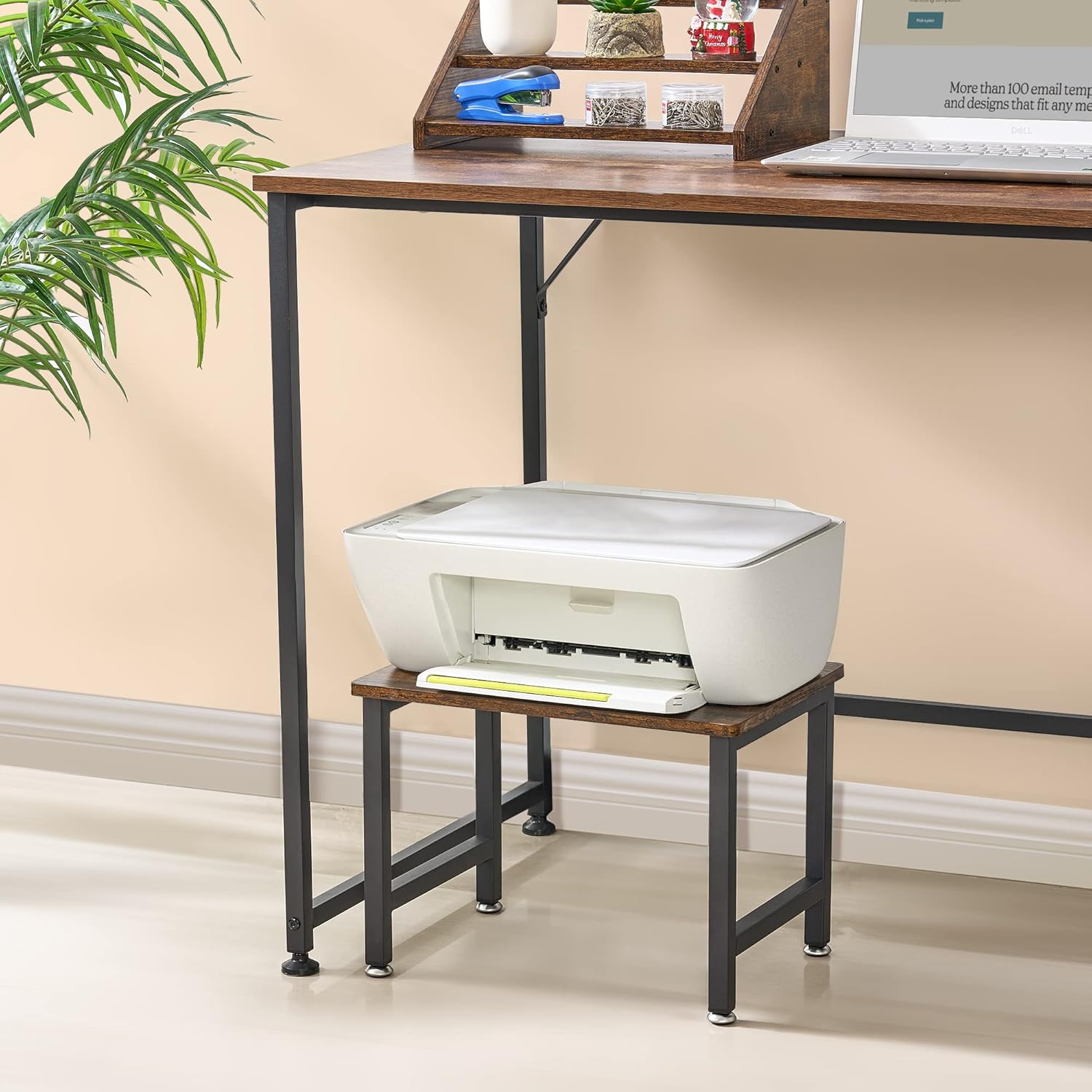 HOMCENES Soporte para impresora, estante de mesa para impresora industrial, carrito de impresora móvil de escritorio, estante de almacenamiento