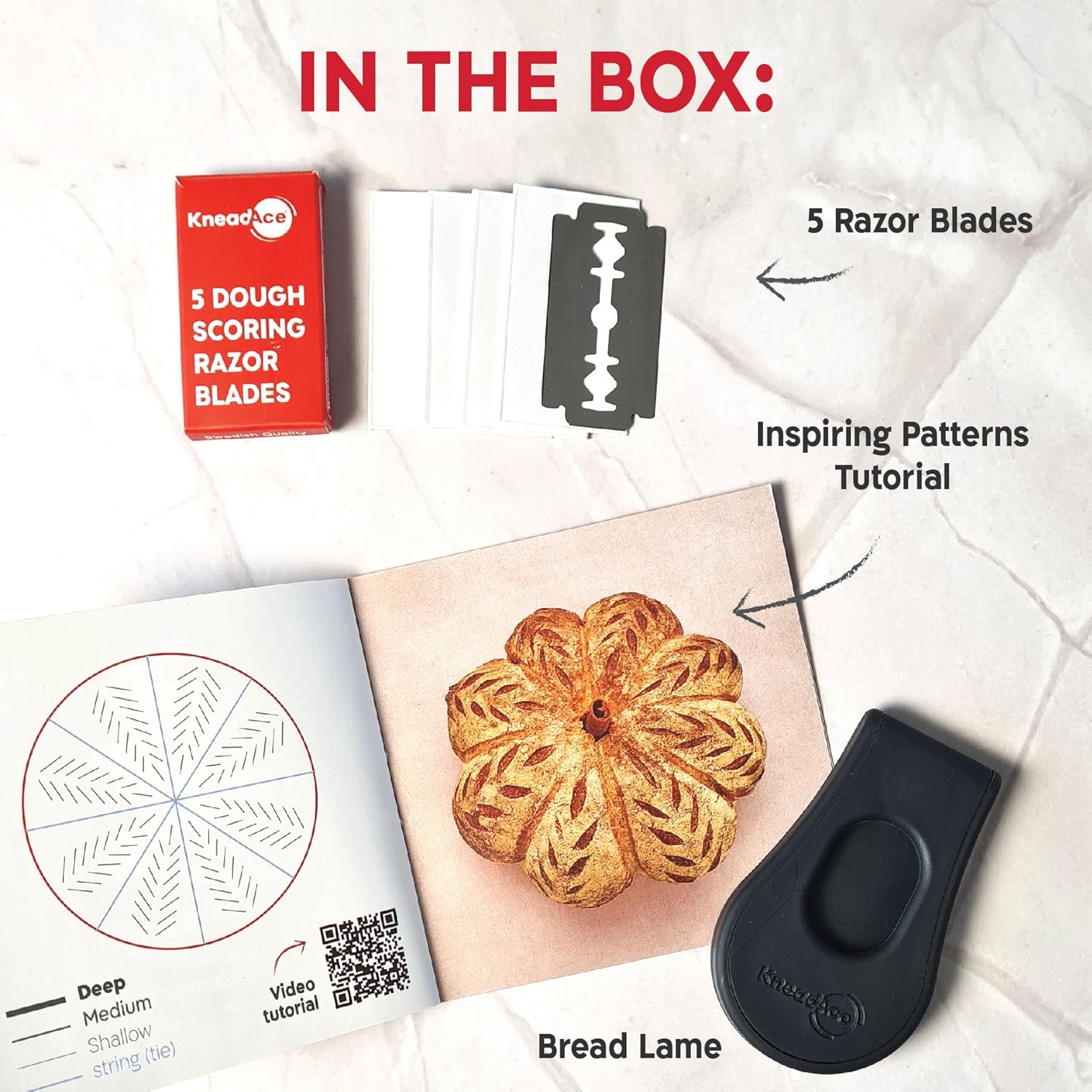 KNEADACE Herramienta de puntuación de masa coja de pan extraíble y magnética, herramienta profesional de puntuación de masa madre para hornear pan