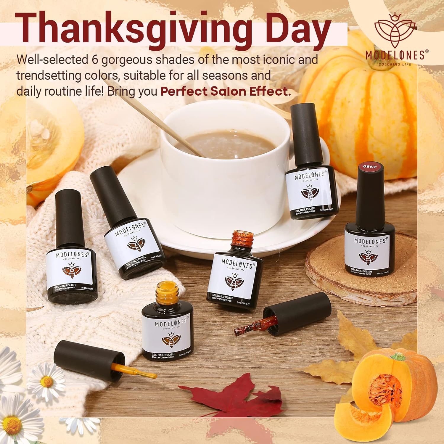 modelones Juego de esmaltes de uñas de gel, 6 colores caramelo, kit de otoño retro dorado con purpurina marrón oscuro, esmalte de uñas de gel para