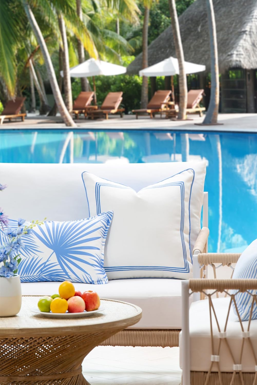 Hofdeco Premium Coastal Patio – Funda de almohada lumbar para interiores y exteriores, 12 x 20 pulgadas, repelente al agua para patio trasero, sofá,