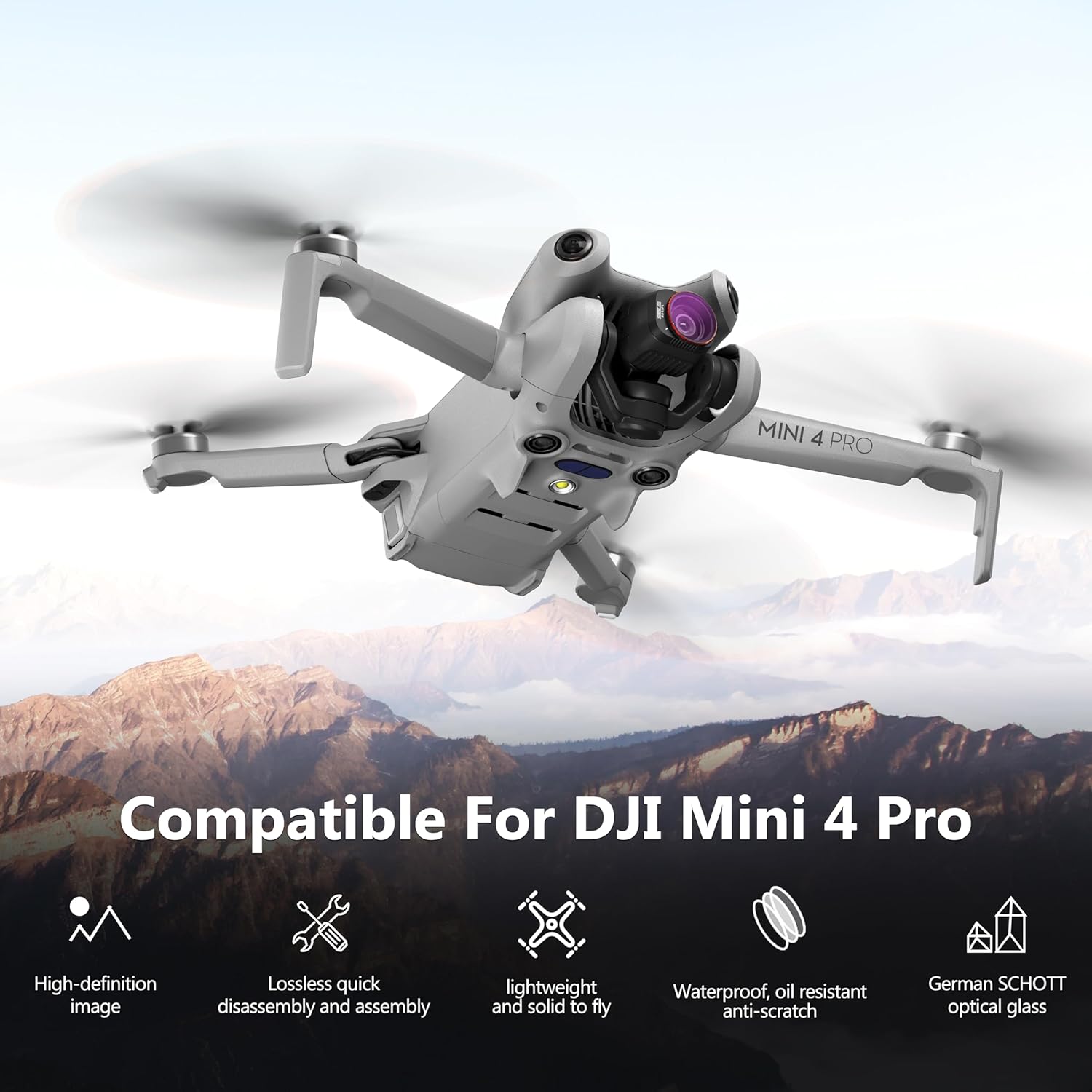 STARTRC Kit de filtro para DJI Mini 4 Pro  Paquete de 4 filtros NDPL8 NDPL16 NDPL64 NDPL256 de densidad neutra para lente de cámara compatibles con