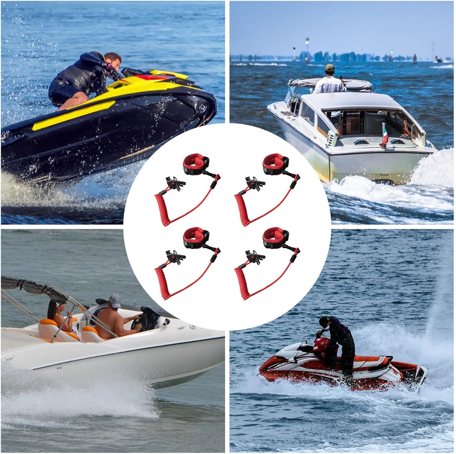4 cordones para interruptor de barco con correa de muñeca de repuesto para interruptor de parada de emergencia de barco marino, cordón de seguridad