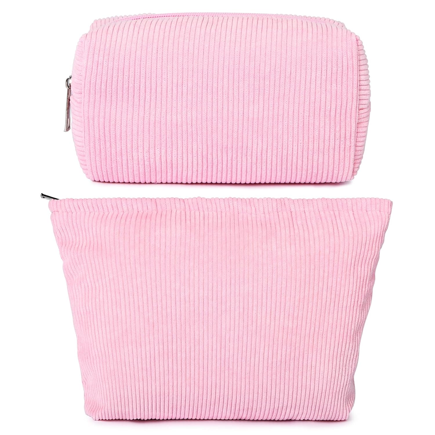 Bolsa de maquillaje de 2 piezas, bolsa grande de pana para cosméticos, bolsa de aseo de viaje, bolsa de aseo de viaje, organizador de brochas de
