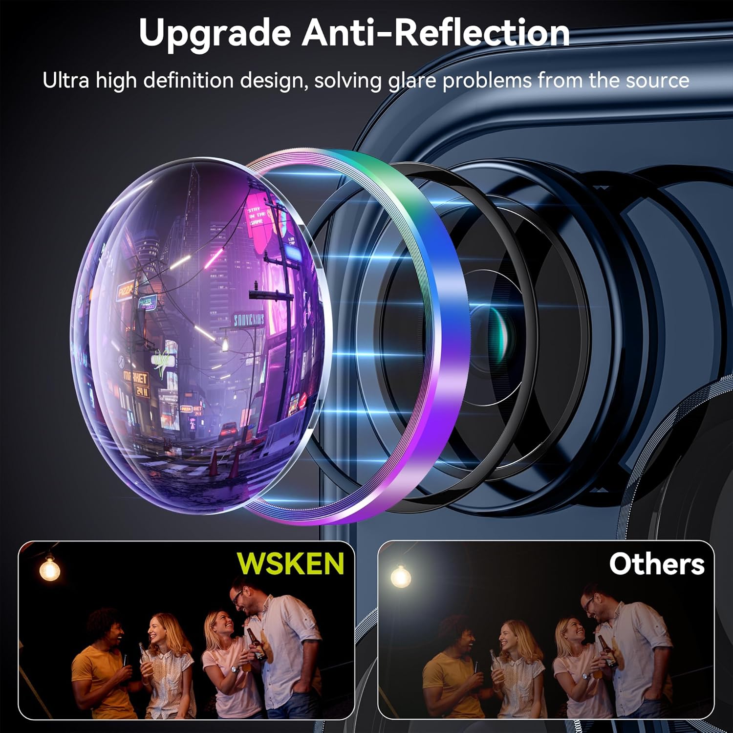WSKEN Protector de lente de cámara para iPhone 15 ProiPhone 15 Pro Max, mantiene el disparo original Protector de pantalla de cámara de vidrio