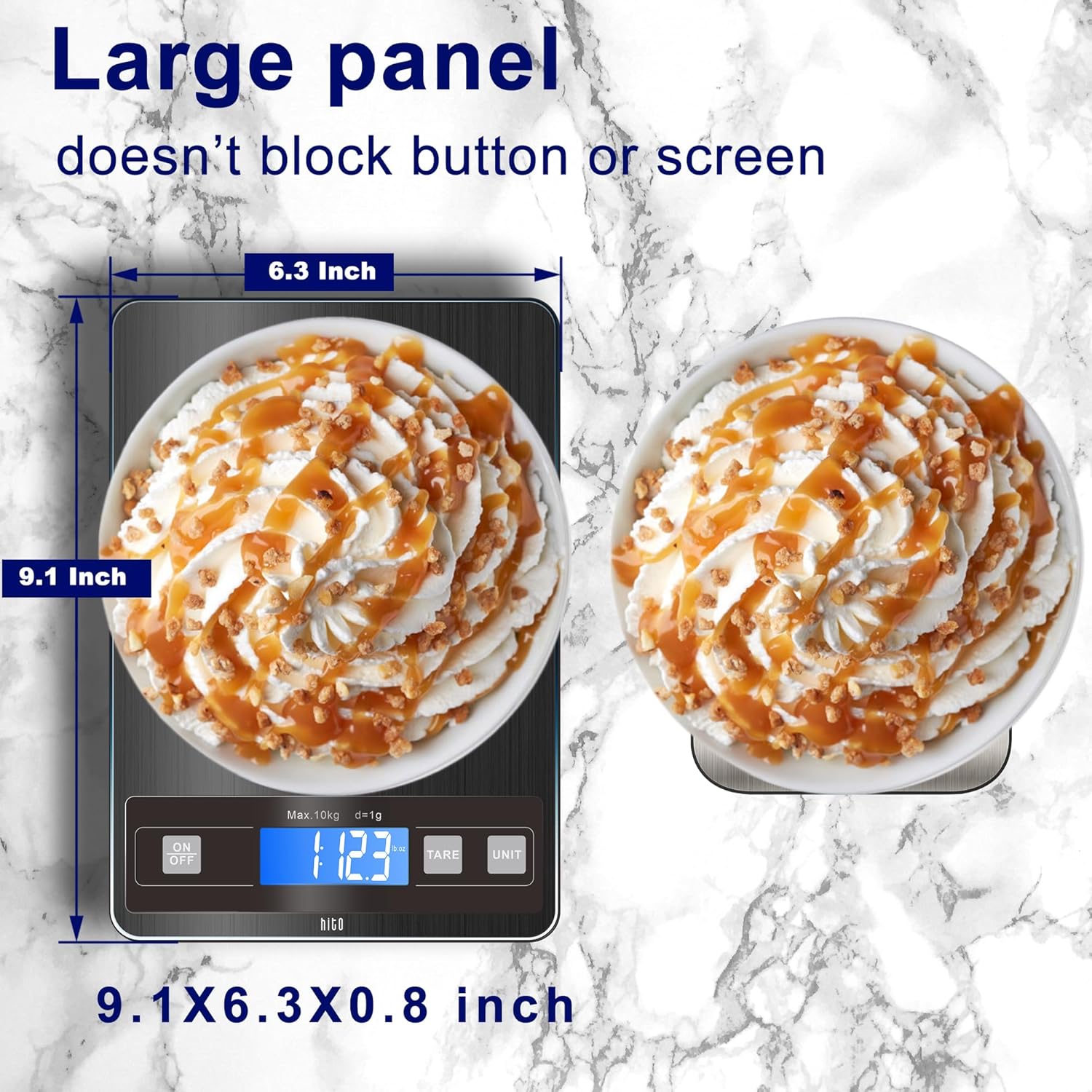 hito Báscula de alimentos, báscula digital de cocina de 33 libras, peso gramos y onzas, impermeable, recargable, para pérdida de peso, cocinar y