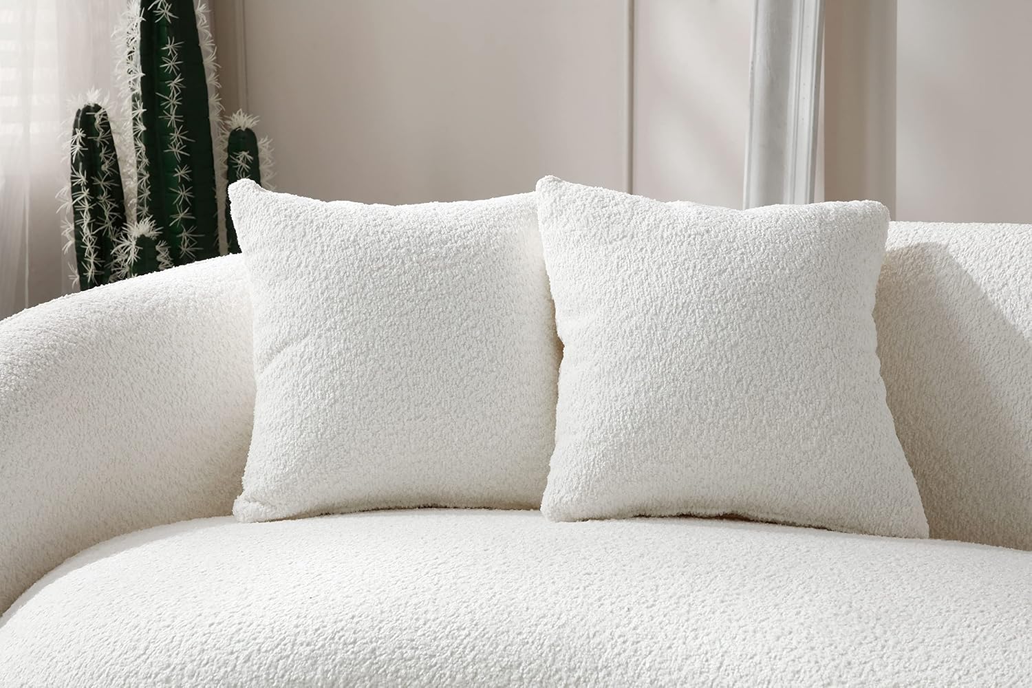 JUSTONE Sofá de sala de estar curvado moderno de mediados de siglo de 101 pulgadas, sofá de tela Boucle de 4 asientos para dormitorio, oficina,