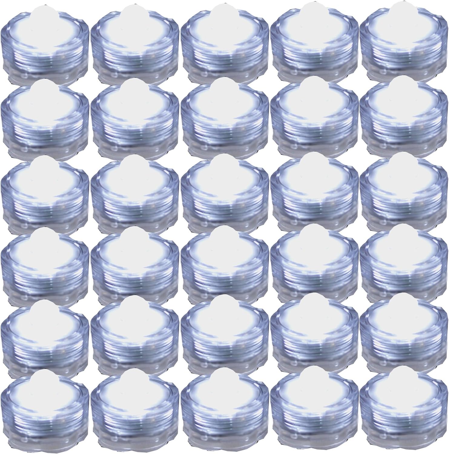 Luces led muy brillantes, sumergibles, color té, para fiestas, bodas, Plástico, Blanco, Paquete de 30