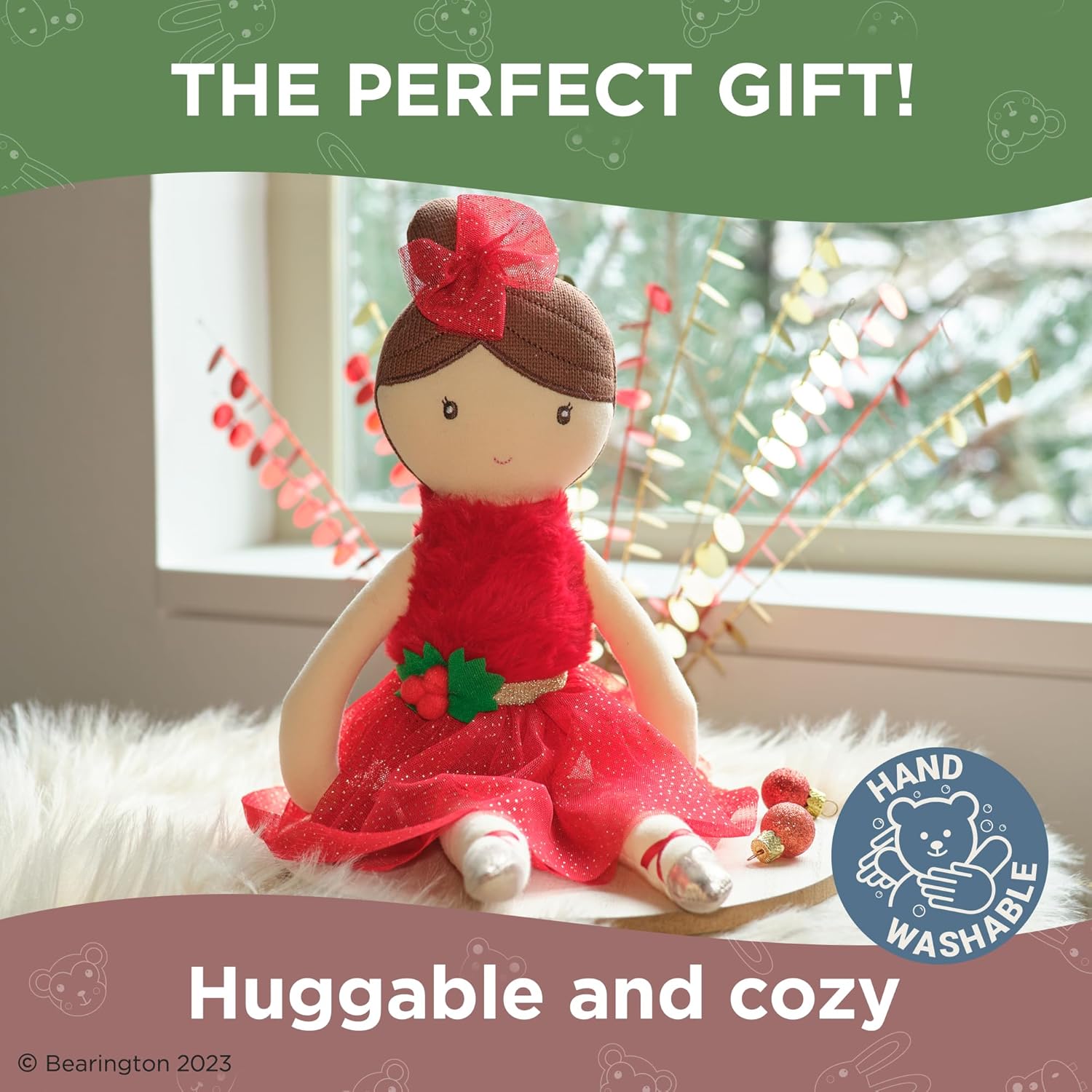 Bearington Evie – Muñeco de peluche navideño de 16.5 pulgadas