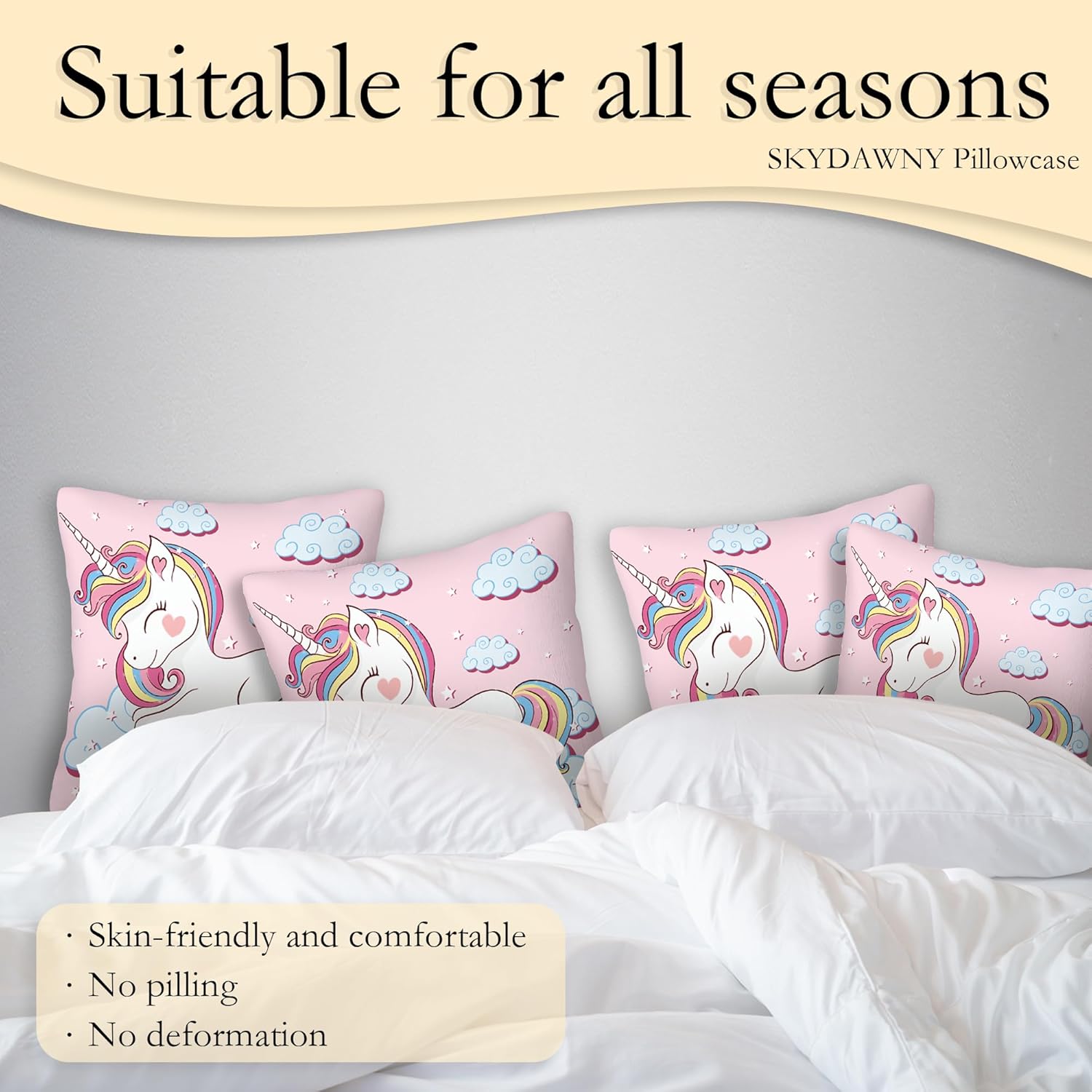 SKYDAWNY Juego de 2 fundas de almohada de unicornio de 18 x 18 pulgadas, diseño de estrellas y nubes de arcoíris, fundas de almohada decorativas,