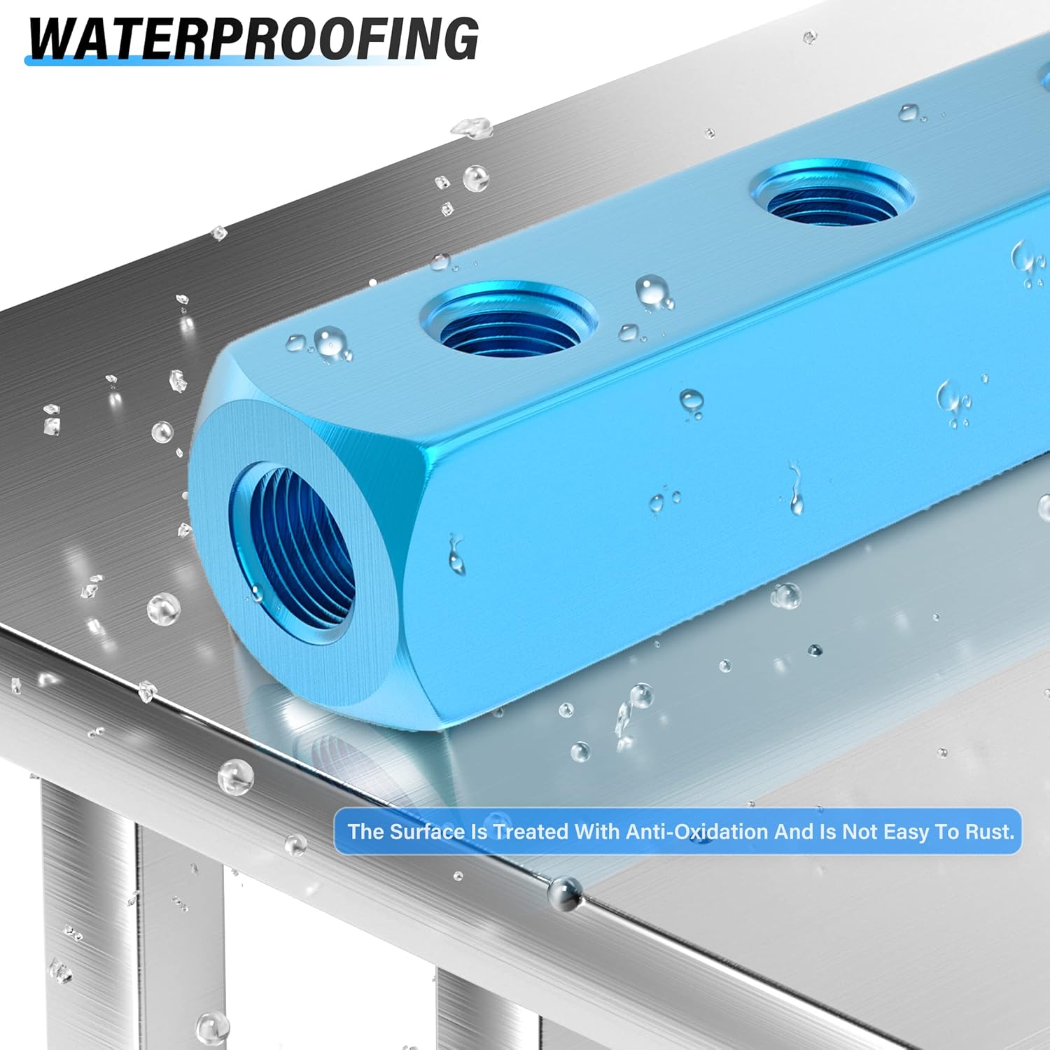 TAILONZ PNEUMATIC 14 “azul 6 vías 9 puertos de derivación neumática bloque de aluminio colector neumático Distribución de aire Distribución de aire