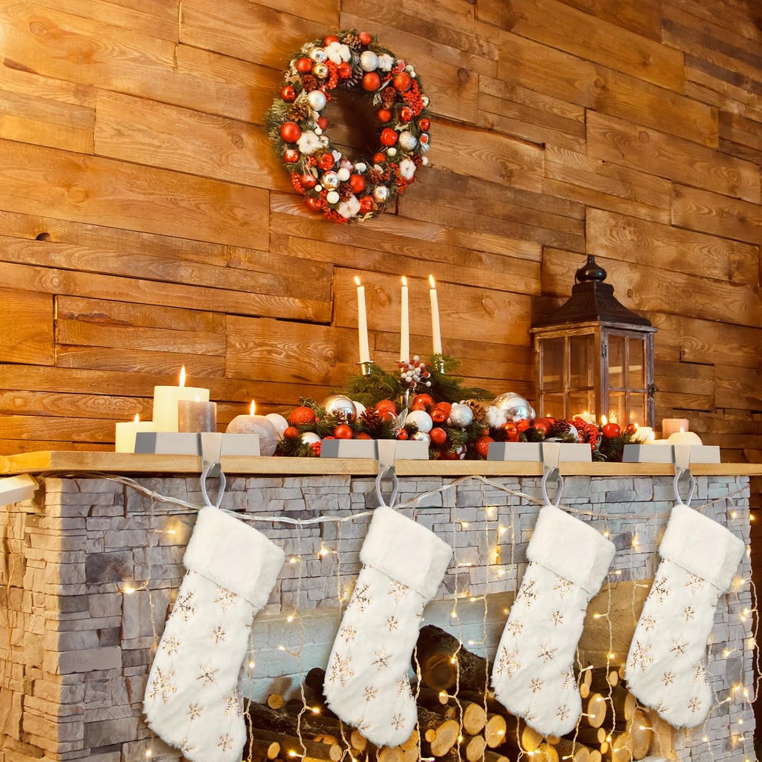 Soaoo 6 soportes para calcetines de Navidad, para mantel y mantel, para calcetines de Navidad, pesos pesados para calcetines de manto, bases para