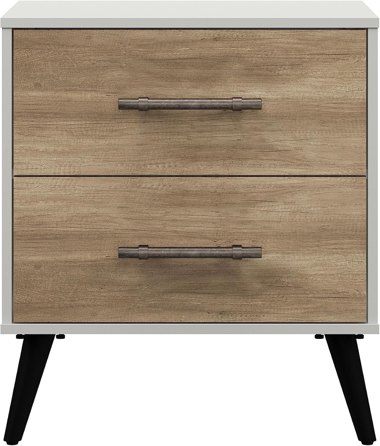 Hillsdale Fargo Modern Mesita de noche de madera, color blancomarrón madera flotante