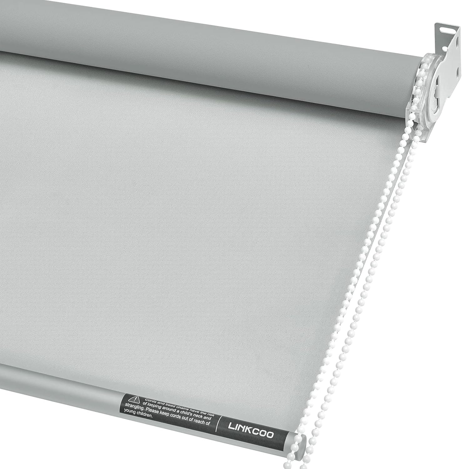 Persianas enrollables 100 % opacas, con tela impermeable con aislamiento térmico, con cadena, para hogar y oficina (gris, 74 pulgadas de ancho,