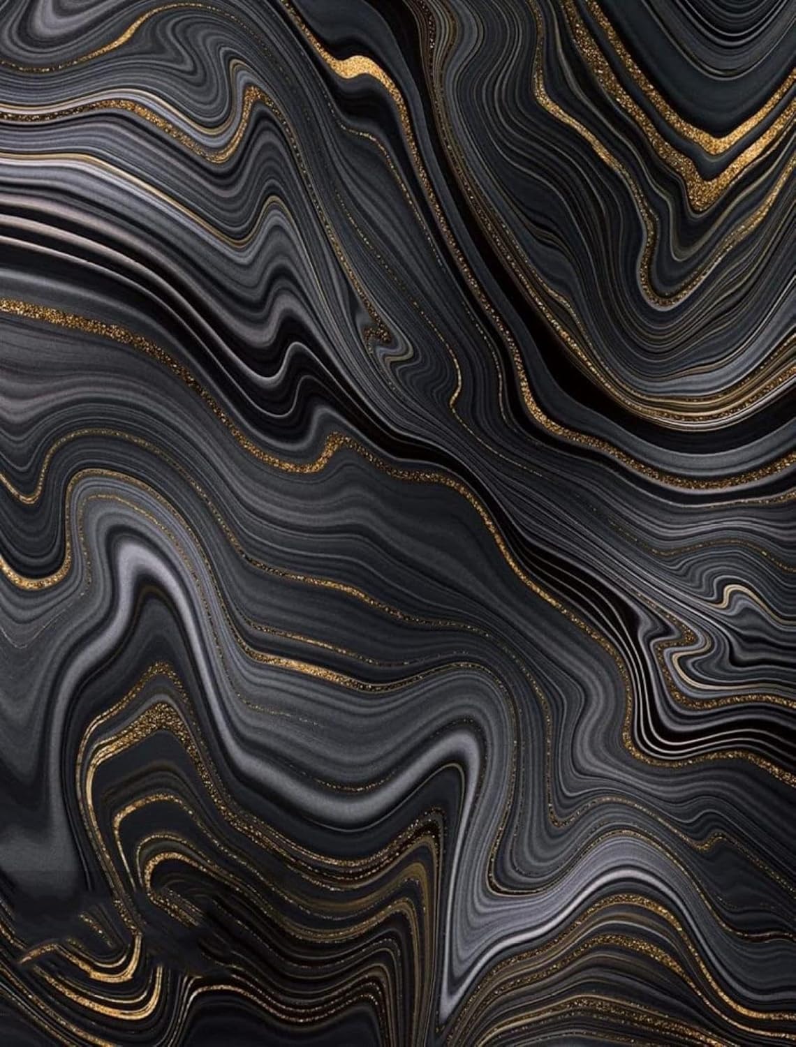 Lujosas alfombras de área de arte de remolino fluido, color negro y dorado, alfombra de dormitorio con textura de mármol abstracto, antideslizante,