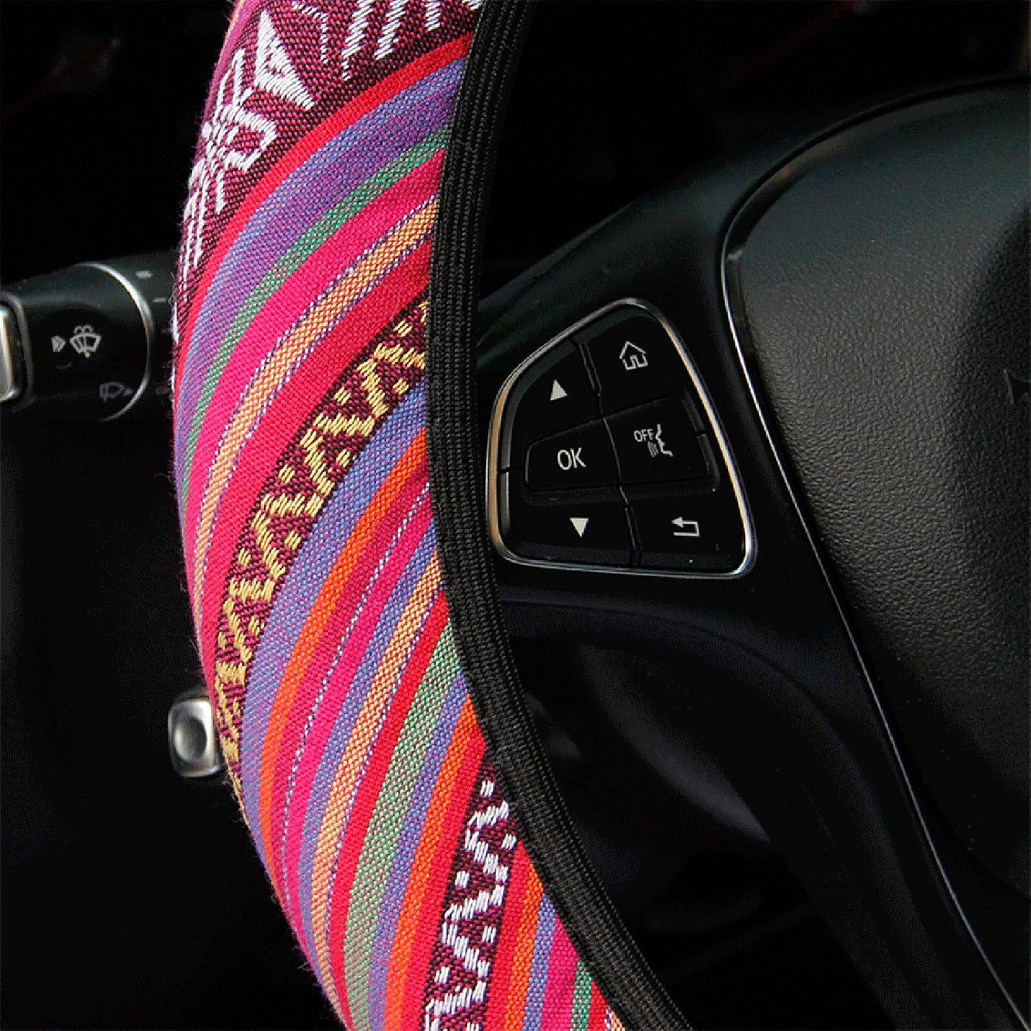 Funda bohemia para volante para mujeres y hombres, manta Baja para automóvil, SUV, elástica, elástica, transpirable, antideslizante, inodora, ajuste