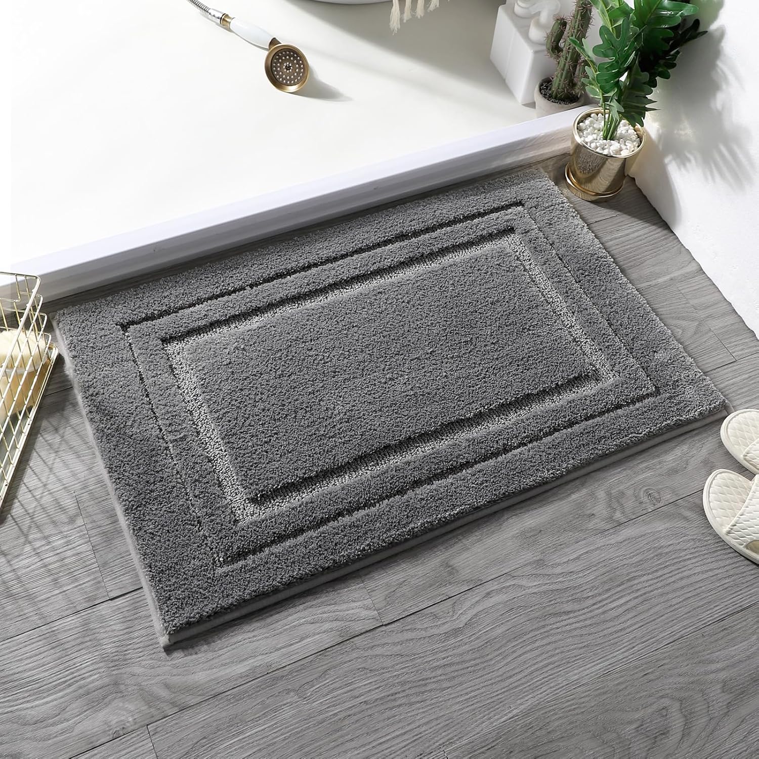 HOmatME Alfombra de baño, microfibra súper suave y absorbente de agua, antideslizante, peluda, alfombra para bañera, ducha, baño, lavable a máquina,