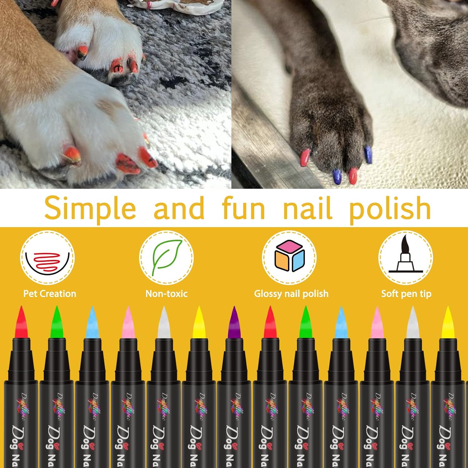Bolígrafo de esmalte de uñas para perro, color morado, secado rápido, no tóxico,