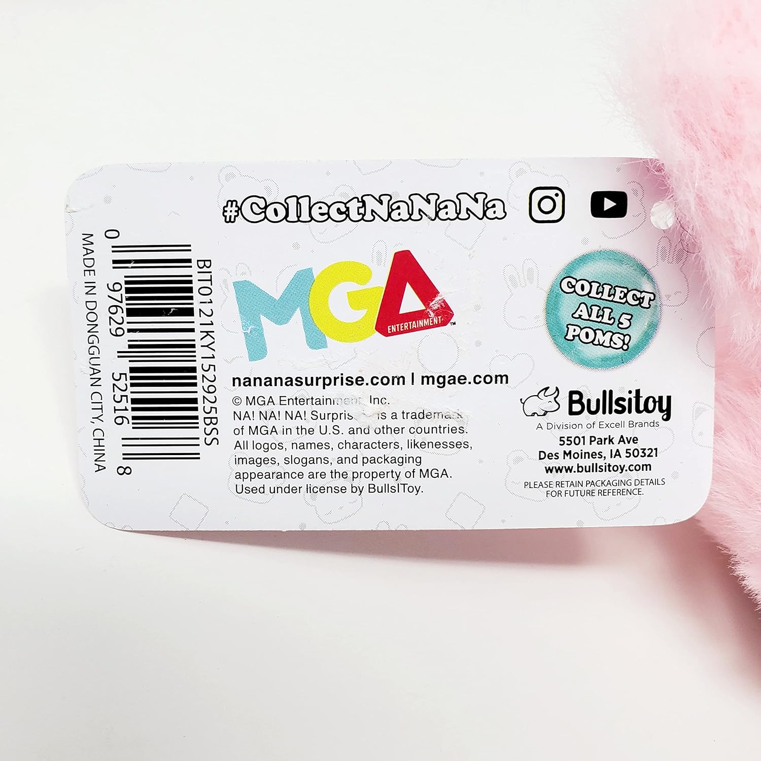 Bulls i Toy Na Na Na Surprise Pom Slap – Juego completo de 5 bandas de felpa
