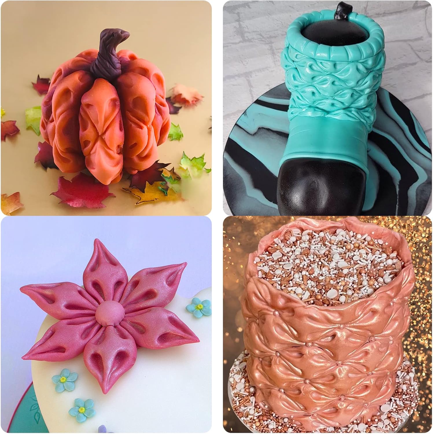 Molde de silicona para fondant de tela, molde de chocolate para manualidades, dulces, azúcar, pasta de goma de mascar