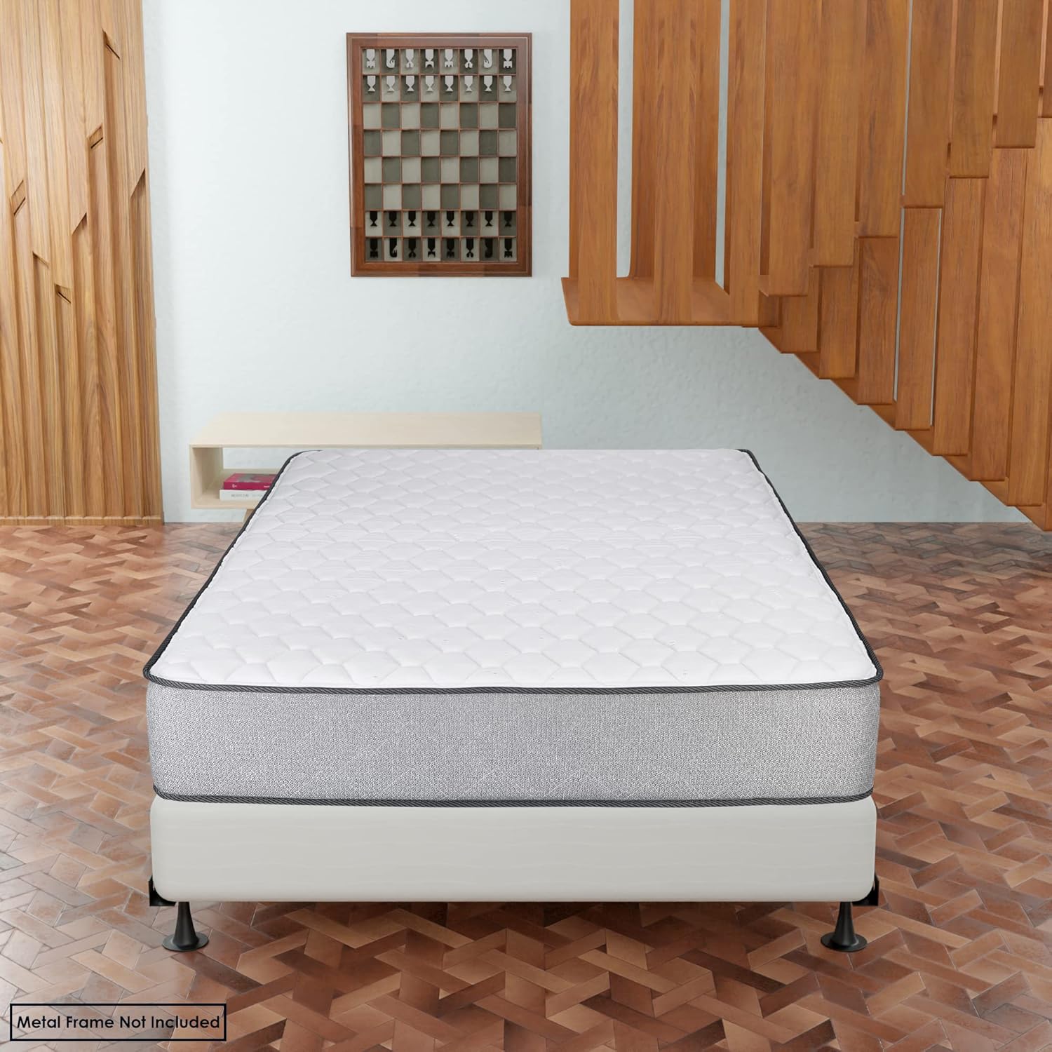 Base de somier doble de 4.5 pulgadas, fácil de montar, estructura de madera resistente y duradera para alivio de presión, sistema de soporte de