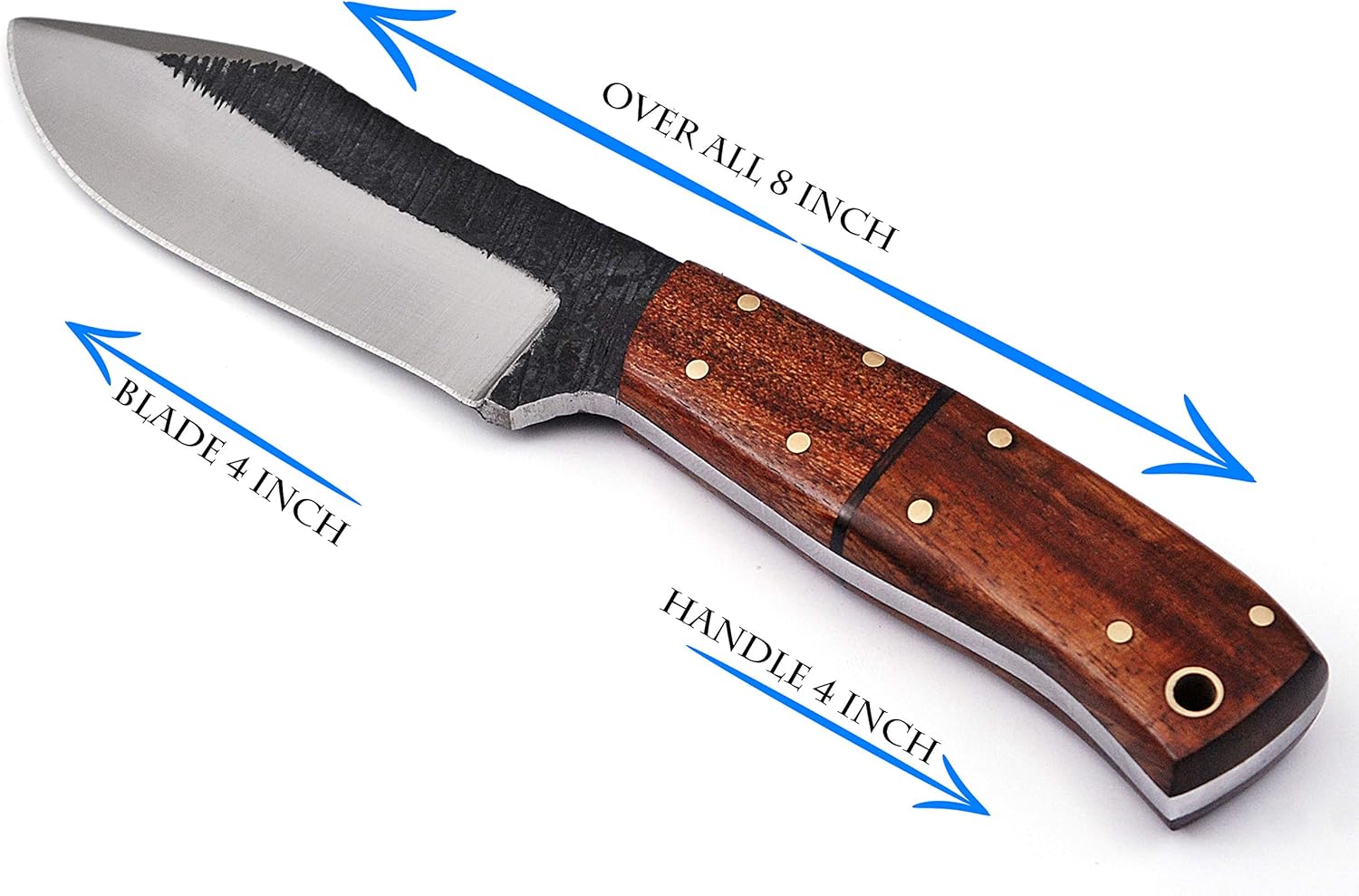 TMBrands Cuchillo de acero de alto carbono, cuchillo de bushcraft de espiga completa, cuchillo de caza, cuchillo de supervivencia, cuchillo de hoja