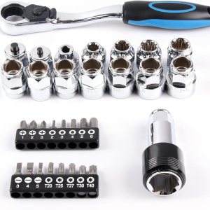 Zhushan Juego de llaves combinadas, 32 piezas, métricas y SAE para reparación de automóviles y hogar, herramienta de reparación CR-V (0.315-0.748 in) Zhushan Juego de llaves combinadas, 32 piezas, métricas y SAE para reparación de automóviles y hogar, herramienta de reparación CR-V (0.315-0.748 in)