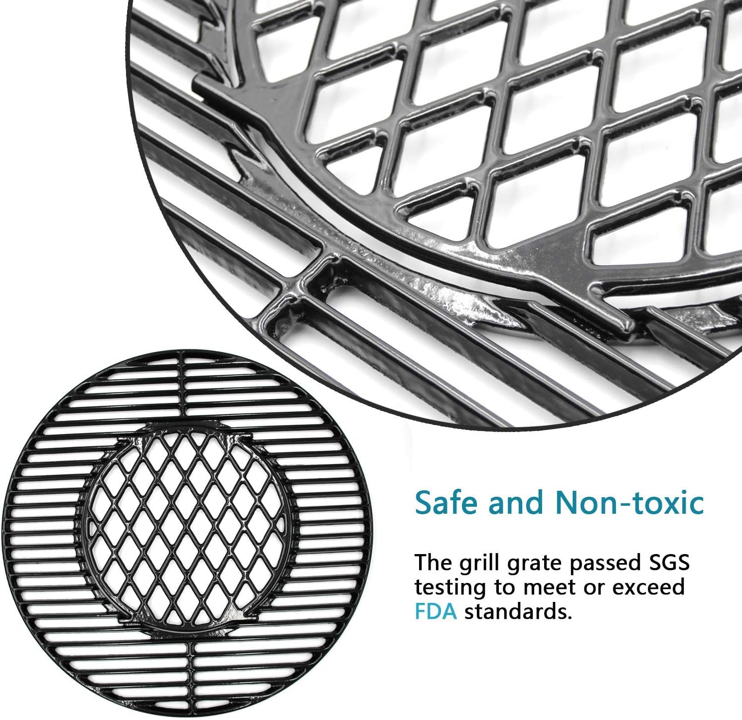 Hongso 8835 Rejillas antiadherentes con revestimiento de porcelana pulida de 21.5 pulgadas para Weber Original Kettle Premium de 22 pulgadas,