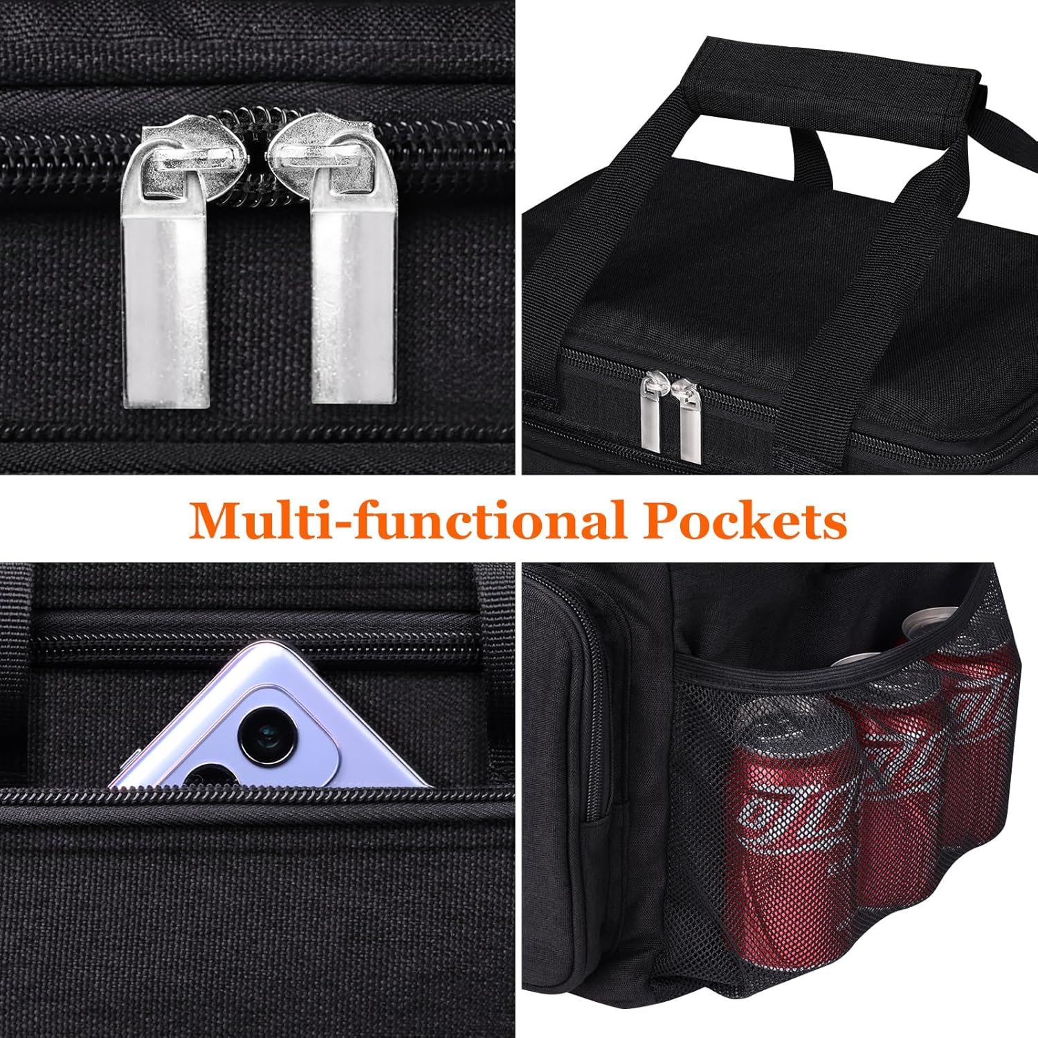 Lonchera reutilizable aislada para mujereshombres, bolsa de almuerzo a prueba de fugas con correa ajustable para el hombro, bolsillo frontal con