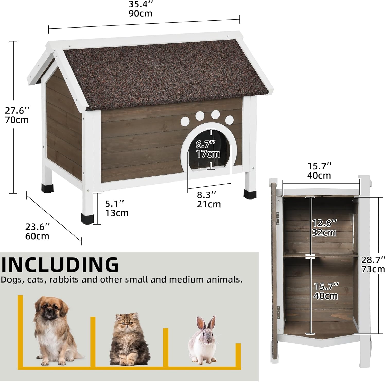 DWVO Casa para gatos al aire libre, totalmente aislada, refugio exterior para gatos con espuma completa, resistente a la intemperie, madera maciza