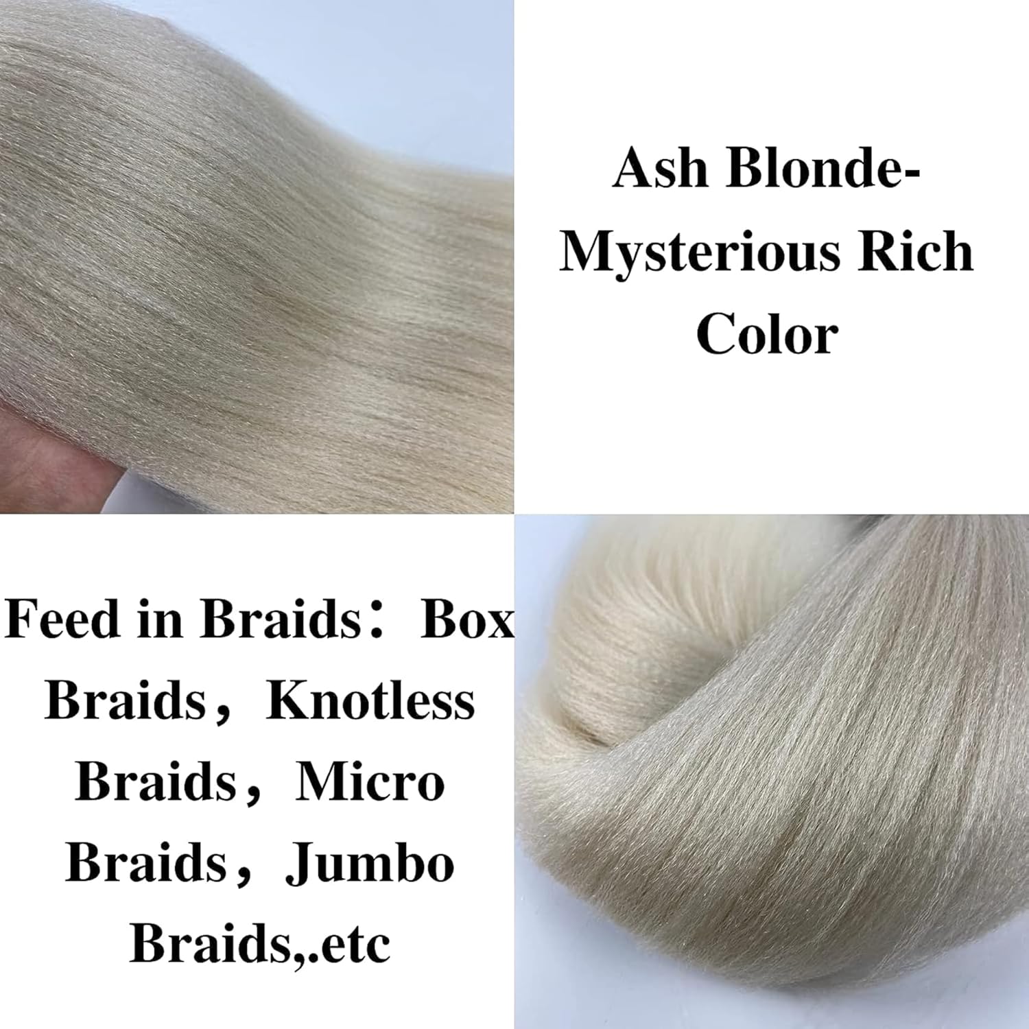 Extensiones de cabello trenzado Kanekalon preestirado rubio cenizo ombré, se alimentan de trenzas